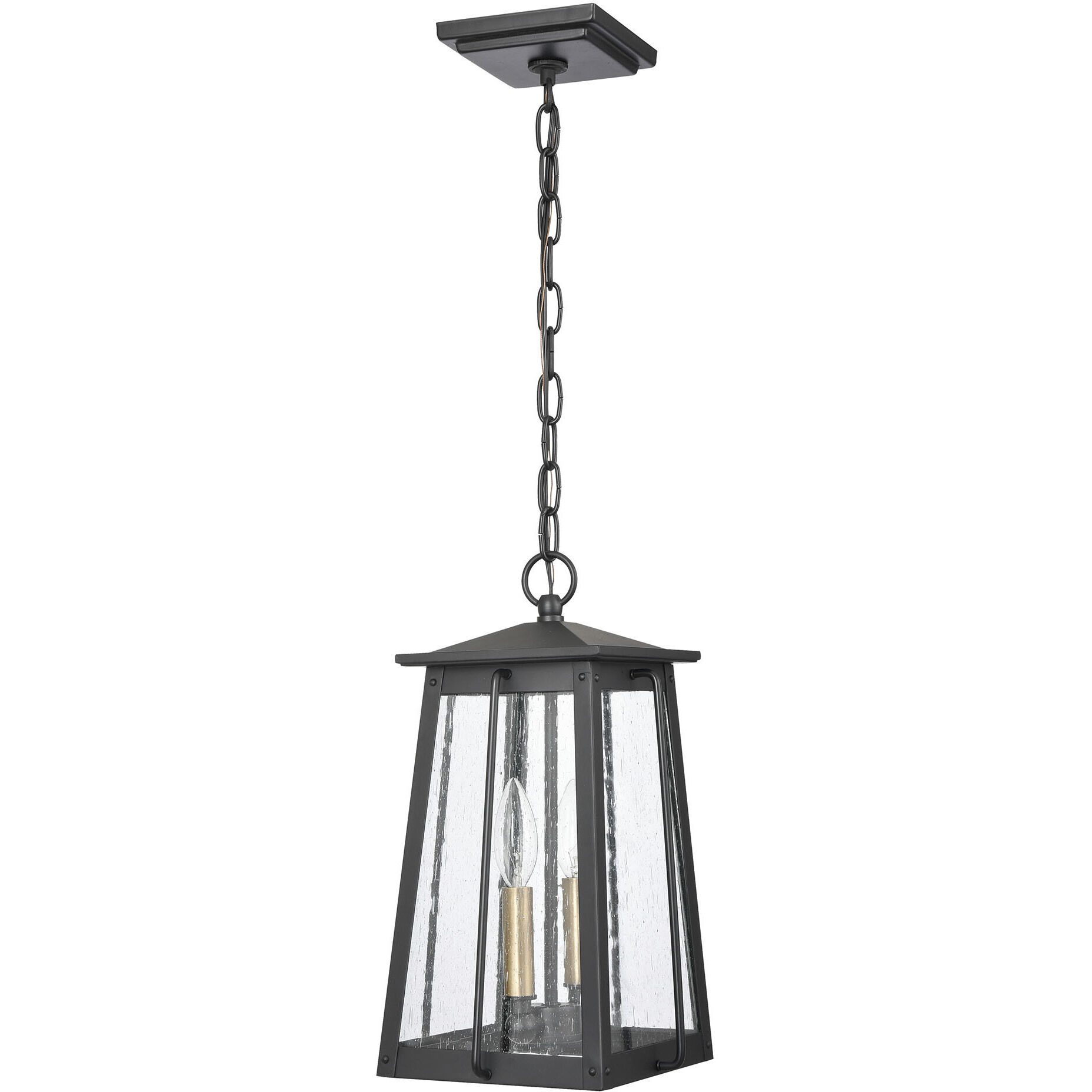Kirkdale 2 Light 9 inch Matte Black with Natural Brass Outdoor Pendant