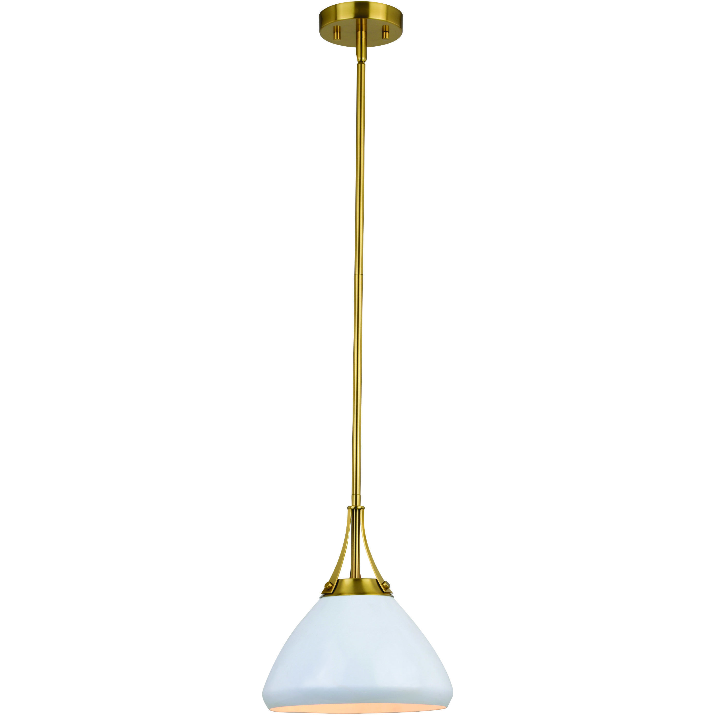 Dayna 1 Light 10 inch Satin Brass and Glossy White with Matte White Pendant Ceiling Light