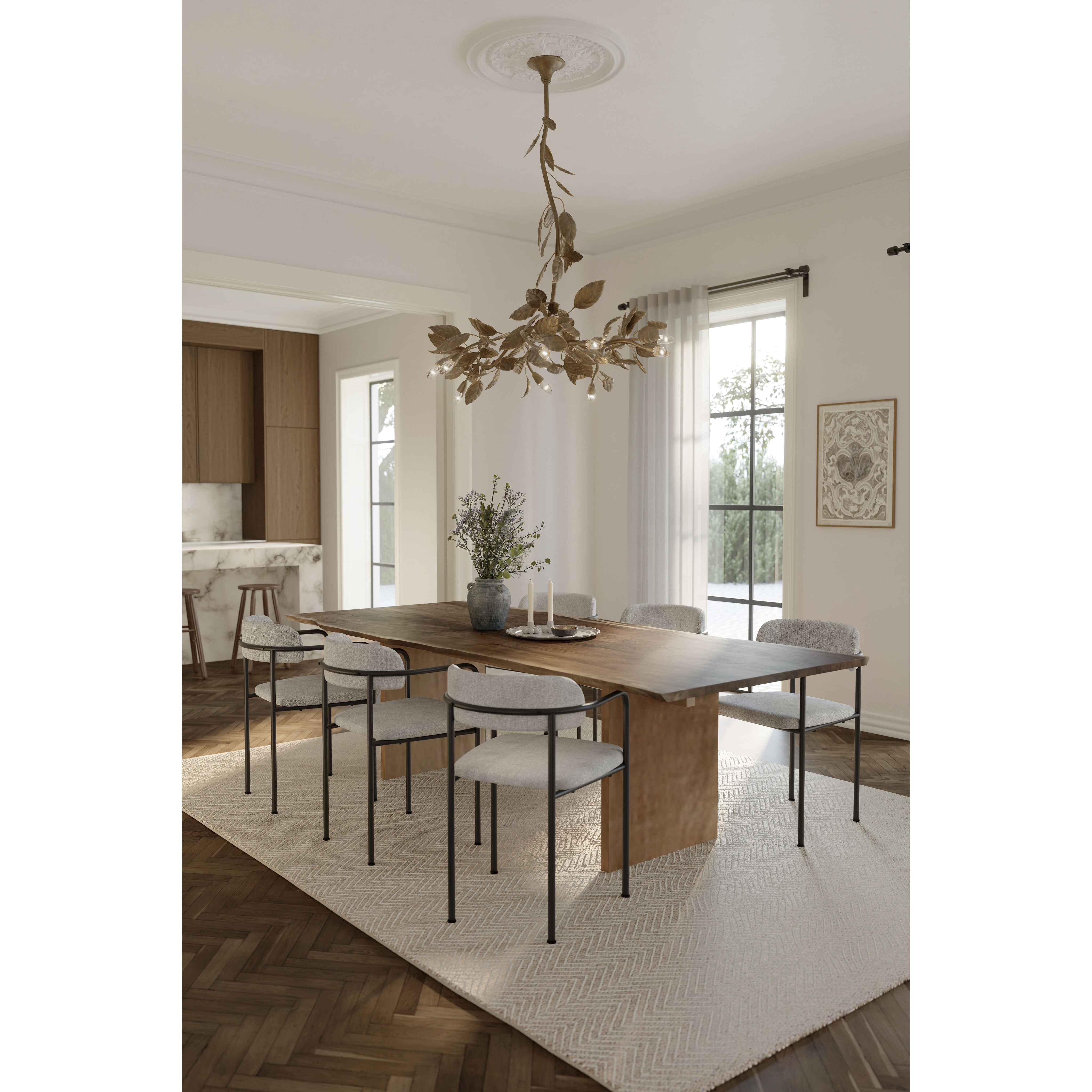 Seraphine 11 Light 60 inch Weathered Gold Linear Chandelier Ceiling Light