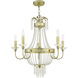 Valentina 5 Light 26 inch Hand Applied Winter Gold Chandelier Ceiling Light