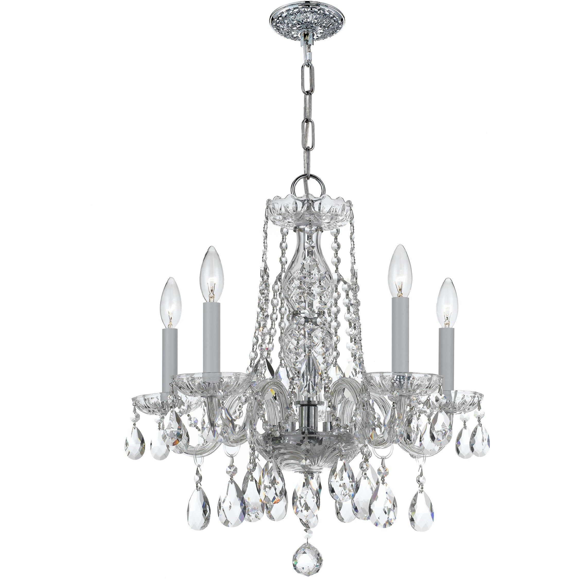 Traditional Crystal 5 Light 18 inch Polished Chrome Chandelier Ceiling Light in Clear Hand Cut