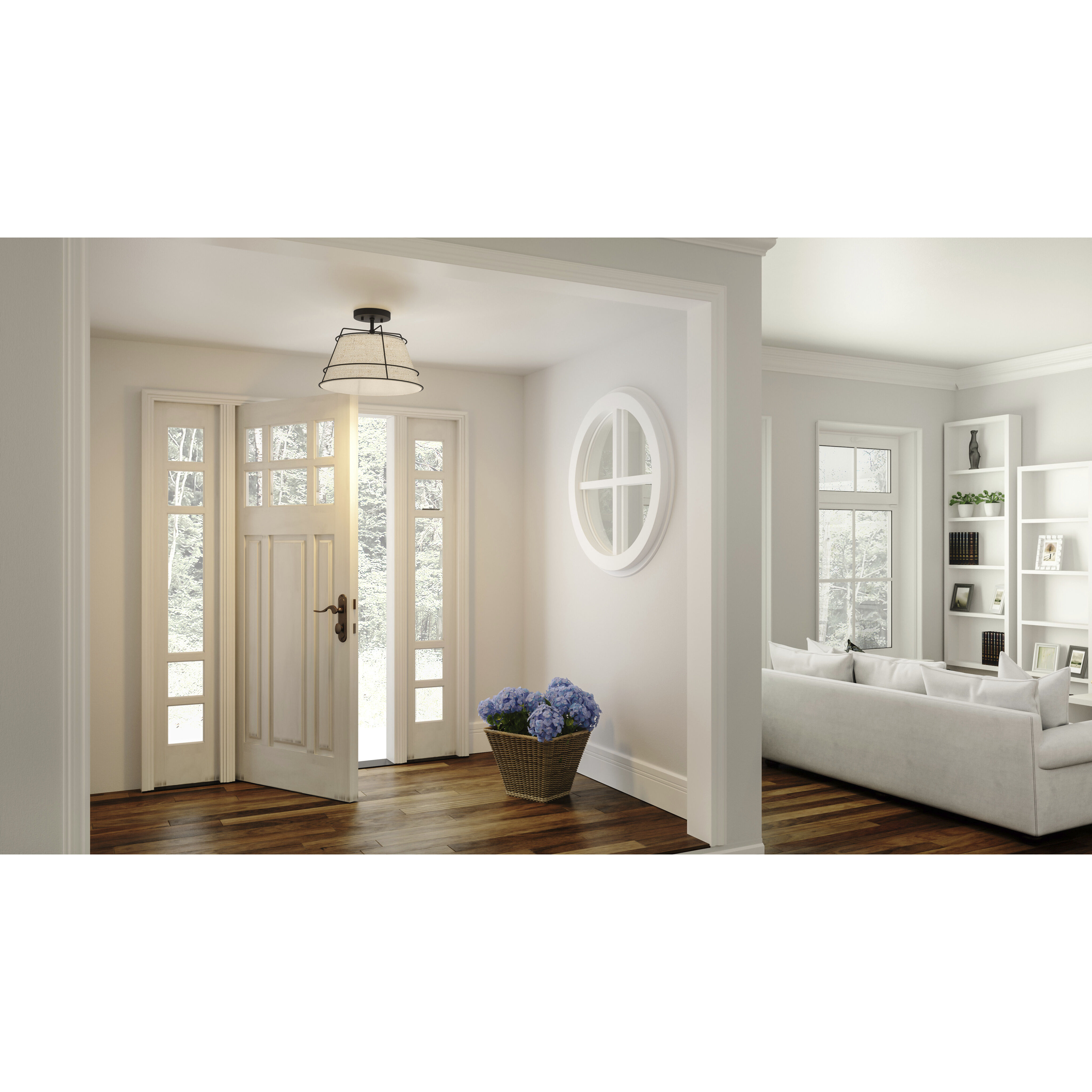 Burbidge 1 Light 13 inch Matte Black Semi-Flush Mount Ceiling Light