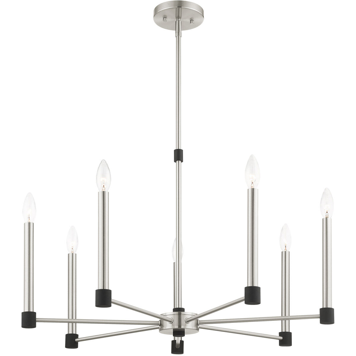 Karlstad 7 Light 28 inch Brushed Nickel with Satin Brass Accents Chandelier Ceiling Light