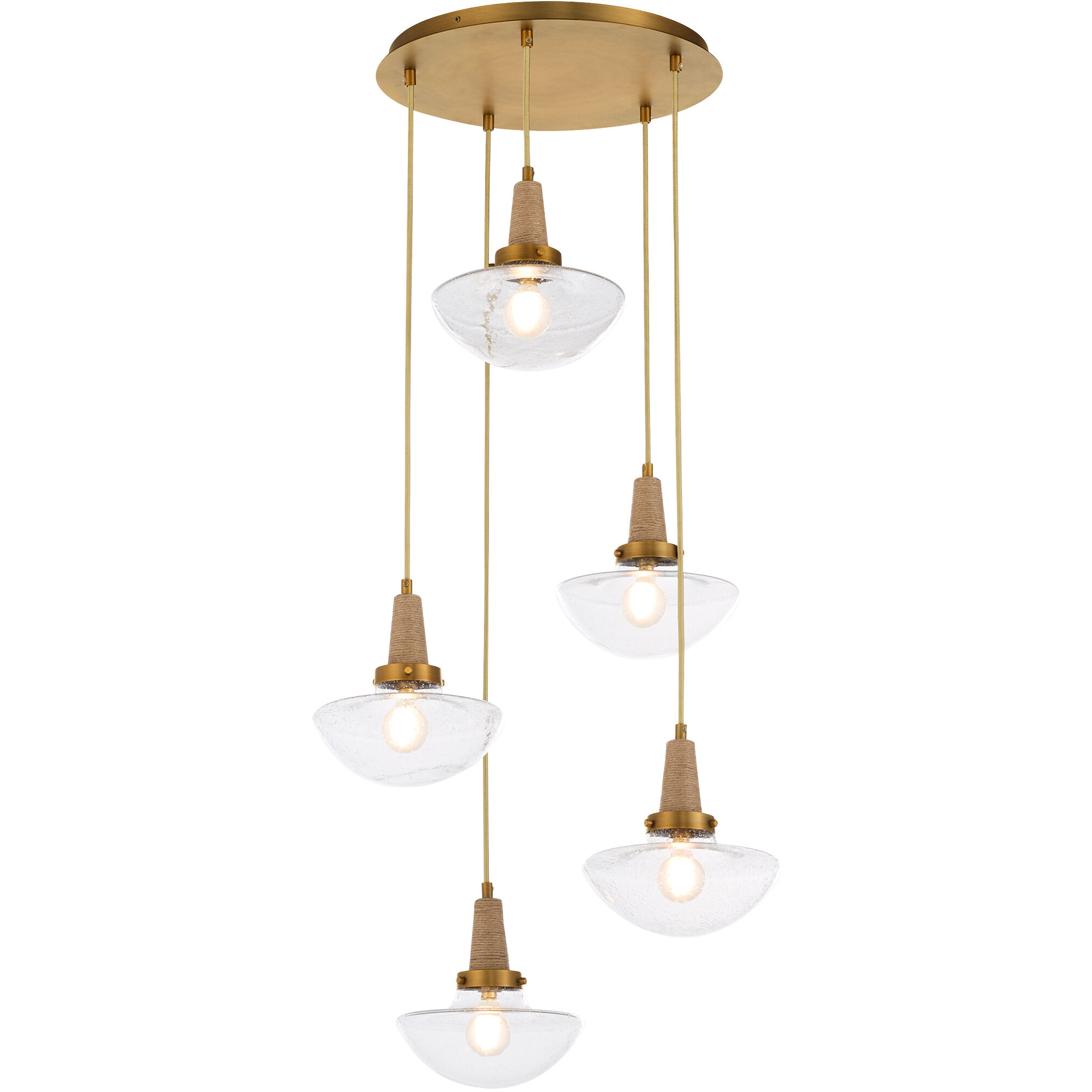Stockport 5 Light 20 inch Brushed Brass Pendant Ceiling Light
