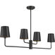 Contemporary 4 Light 42 inch Matte Black Linear Chandelier Ceiling Light