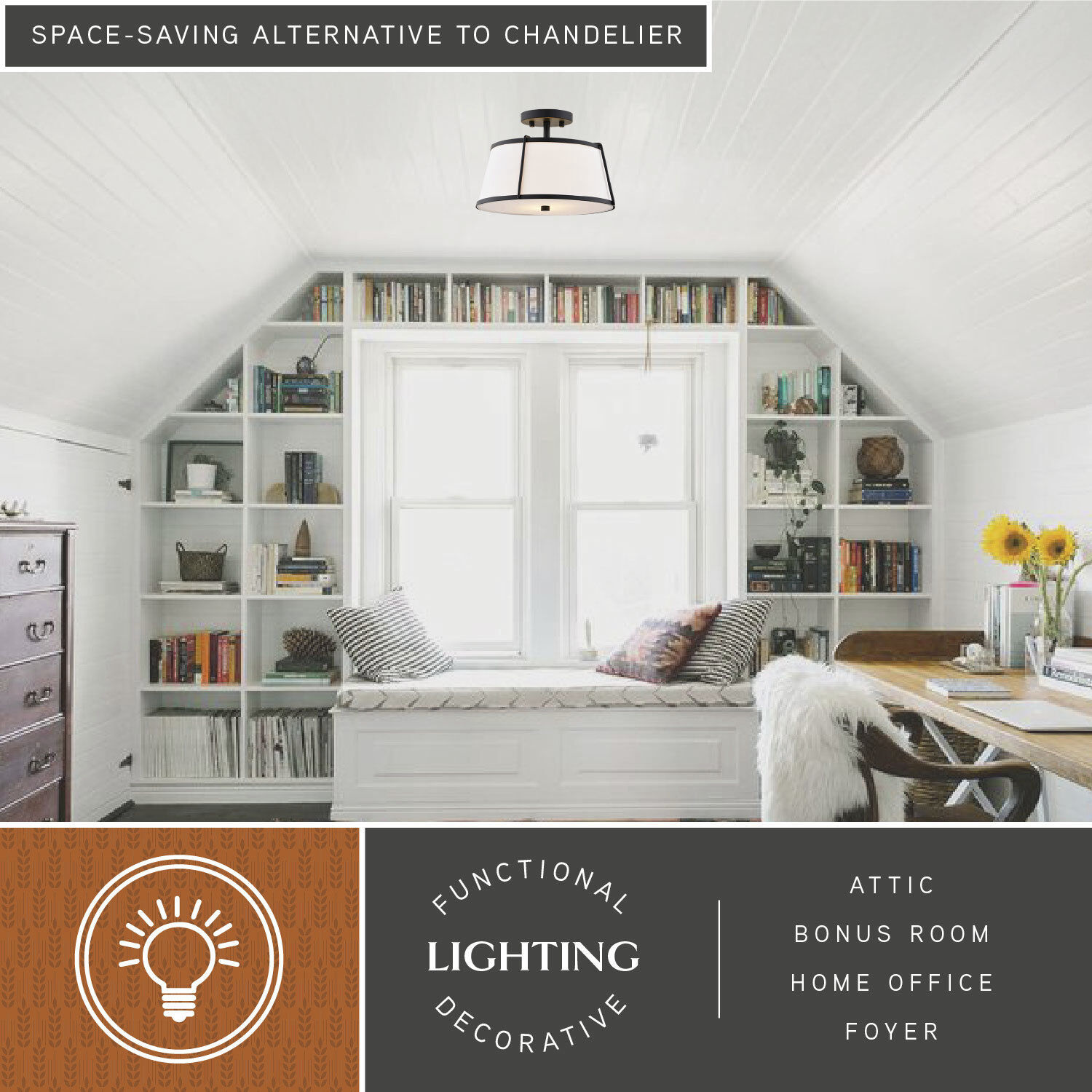 Marion 2 Light 13 inch Matte Black Semi-Flush Mount Ceiling Light