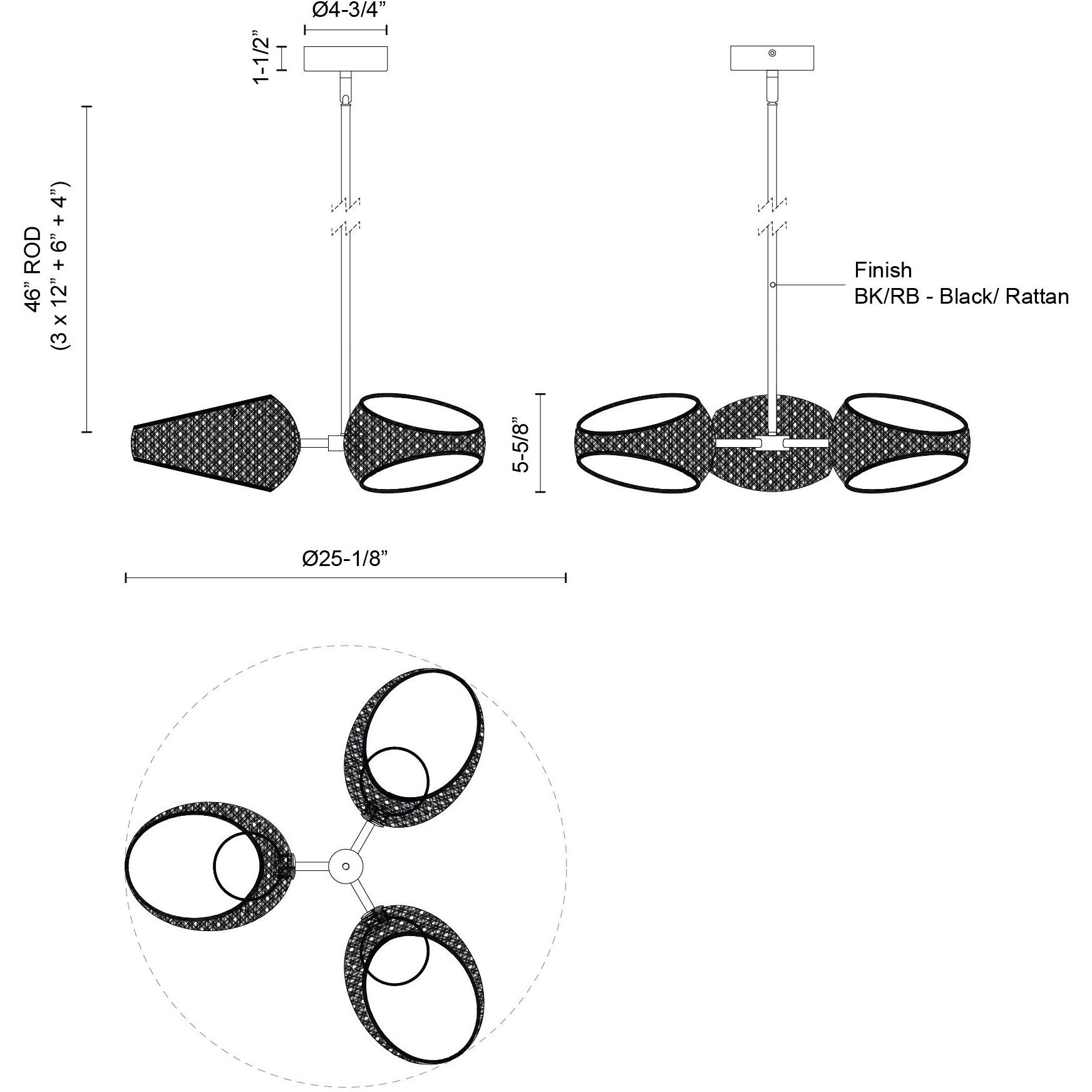 Lanai LED 25.13 inch Black Chandelier Ceiling Light
