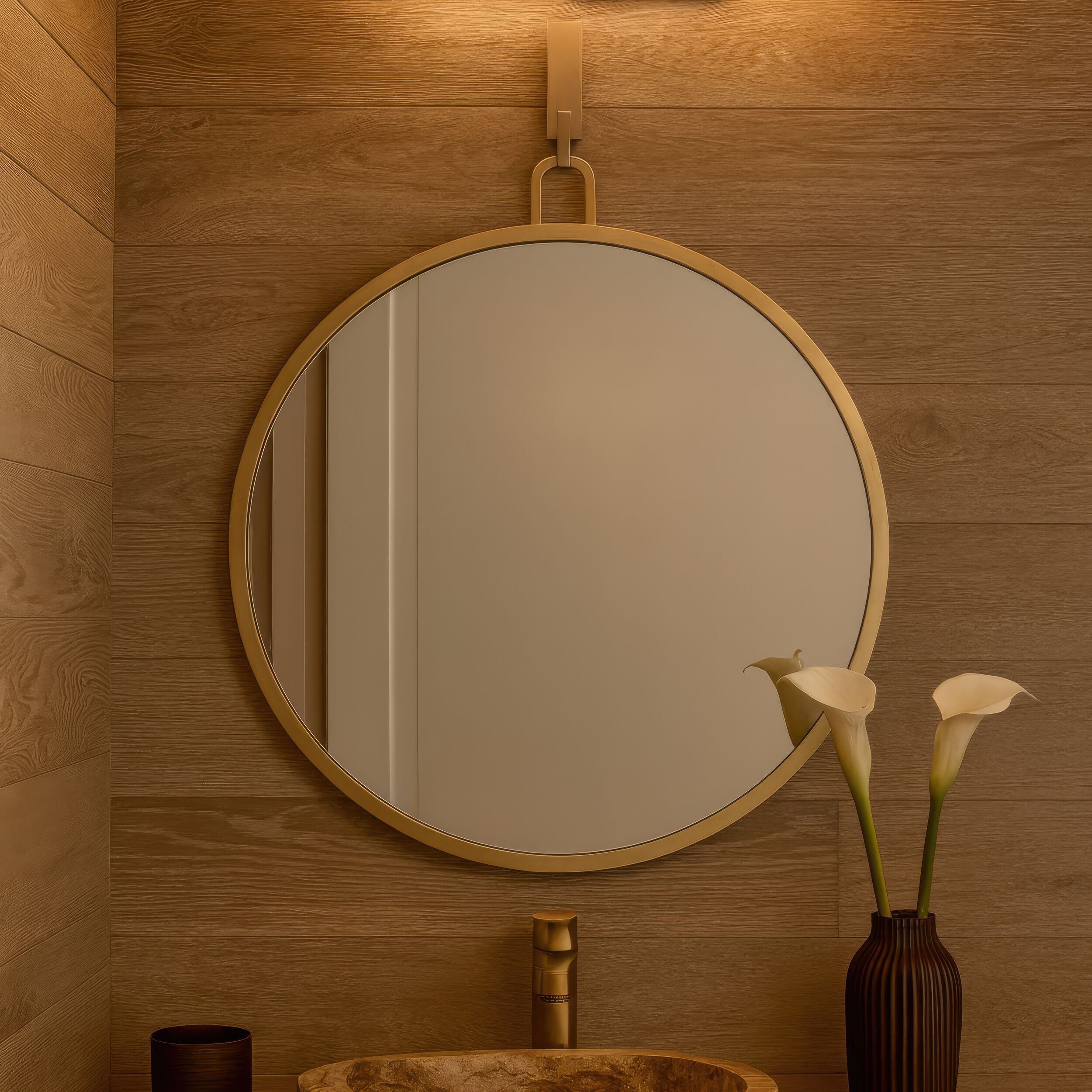 Stopwatch 33.25 X 30 inch Gold Accent Mirror, Varaluz Casa