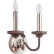 Ashwood 2 Light 12 inch Polished Nickel/Greywood Wall Sconce Wall Light in Polished Nickel and Greywood