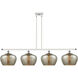 Ballston Large Fenton 4 Light 48 inch White and Polished Chrome Island Light Ceiling Light in Mercury Glass, Ballston