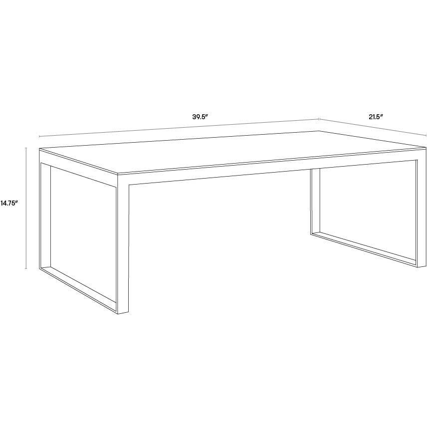Evert 39.5 X 21.5 inch White / Antique Brass Coffee Table, Low