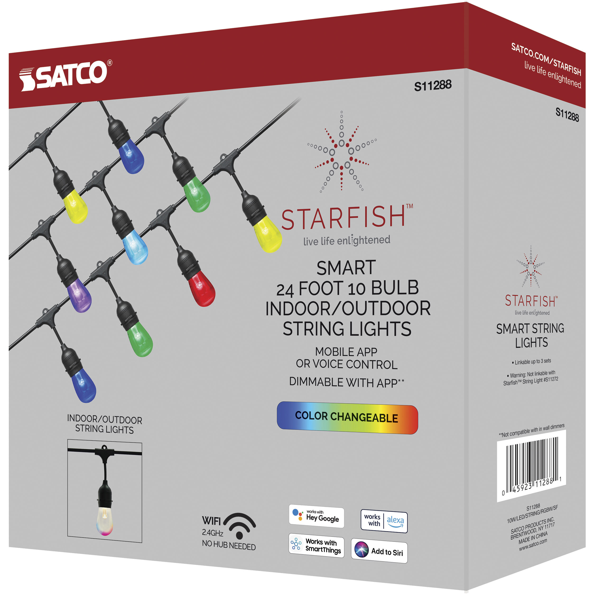 Starfish IOT LED 24 foot Black String Light