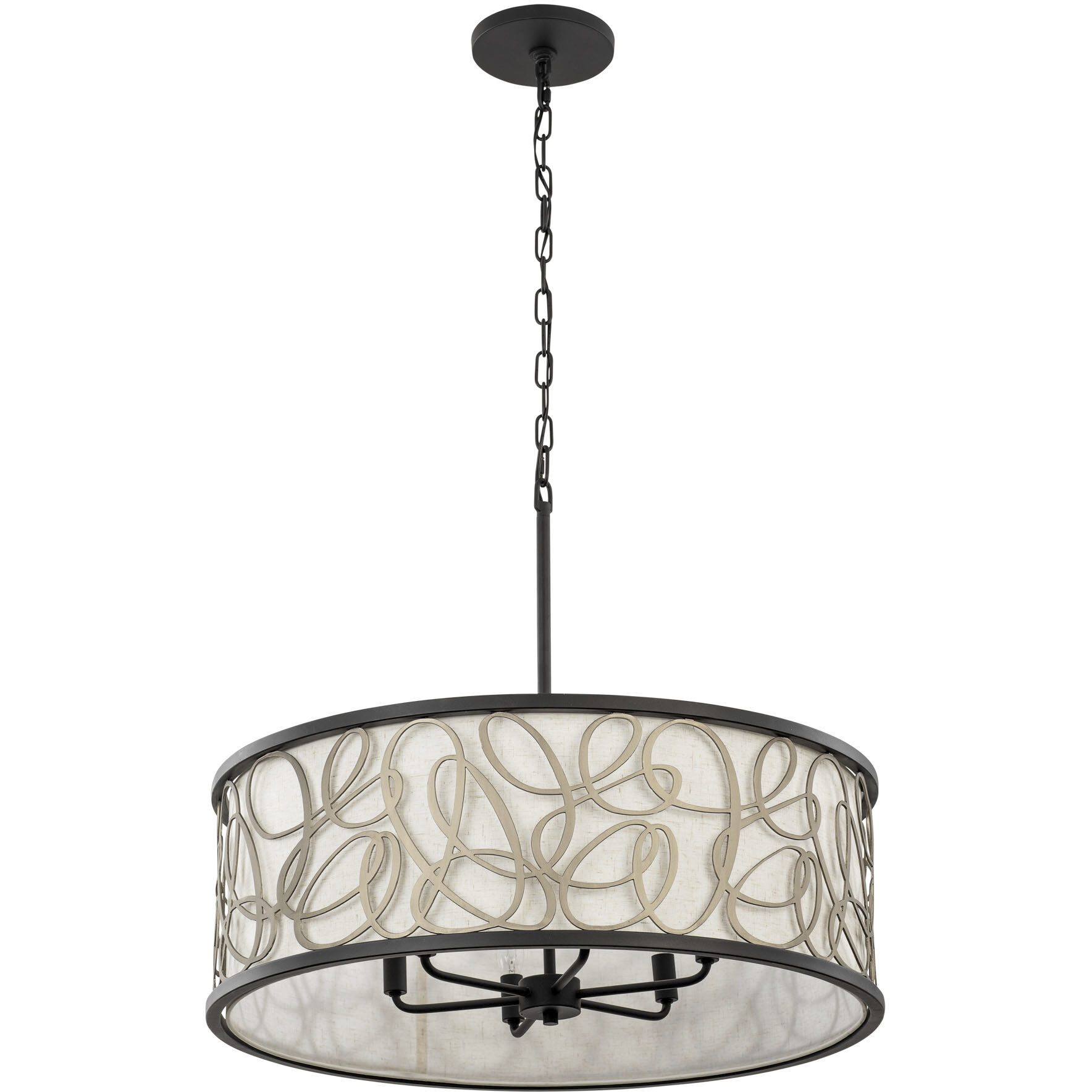 Scribble 6 Light 28 inch Matte Black Pendant Ceiling Light, Smithsonian Collaboration
