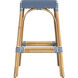 Robias Rectangular Rattan 30" Bar Stool in Blue and White Dot