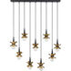 Portinatx 9 Light 40 inch Satin Black with Hammered Gold Linear Chandelier Ceiling Light