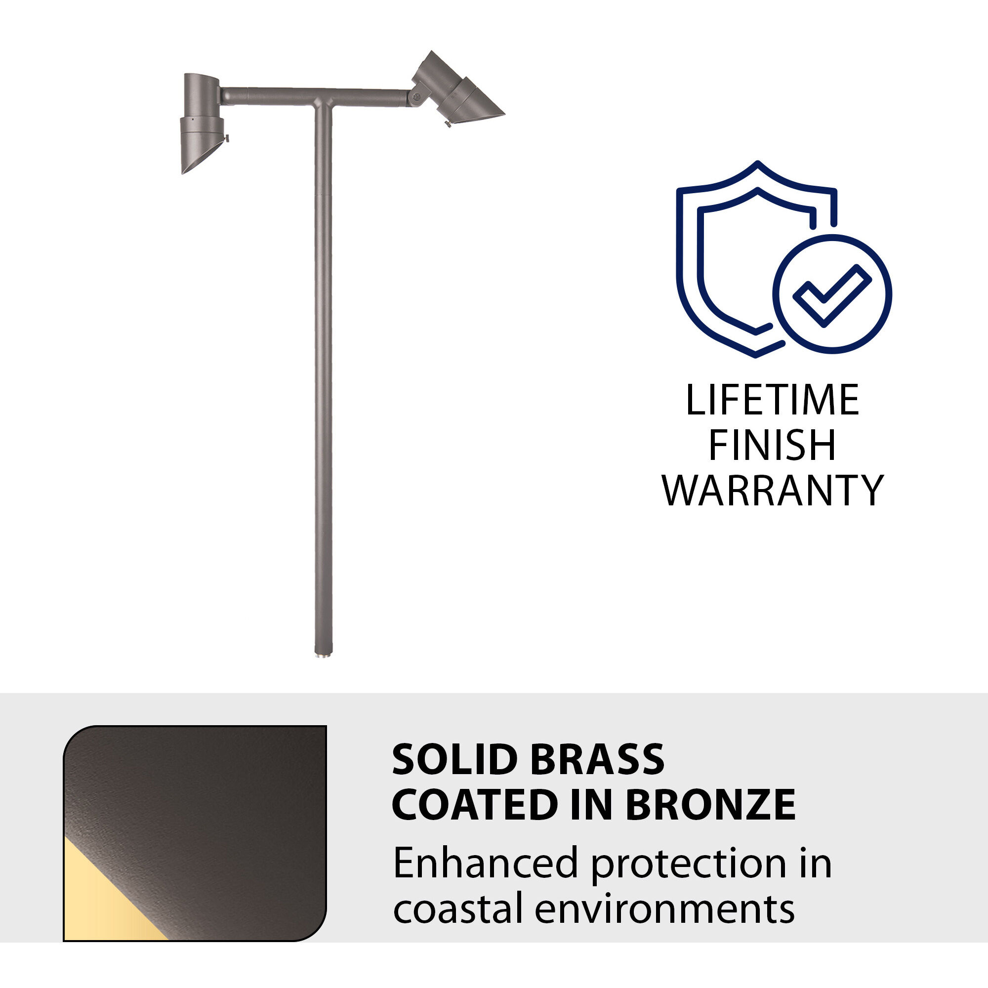 Miniature 12 7 watt Solid Brass Coated in Bronze Path Lighting in 3000K, Bronzed Brass, Path and Area Light, WAC Landscape