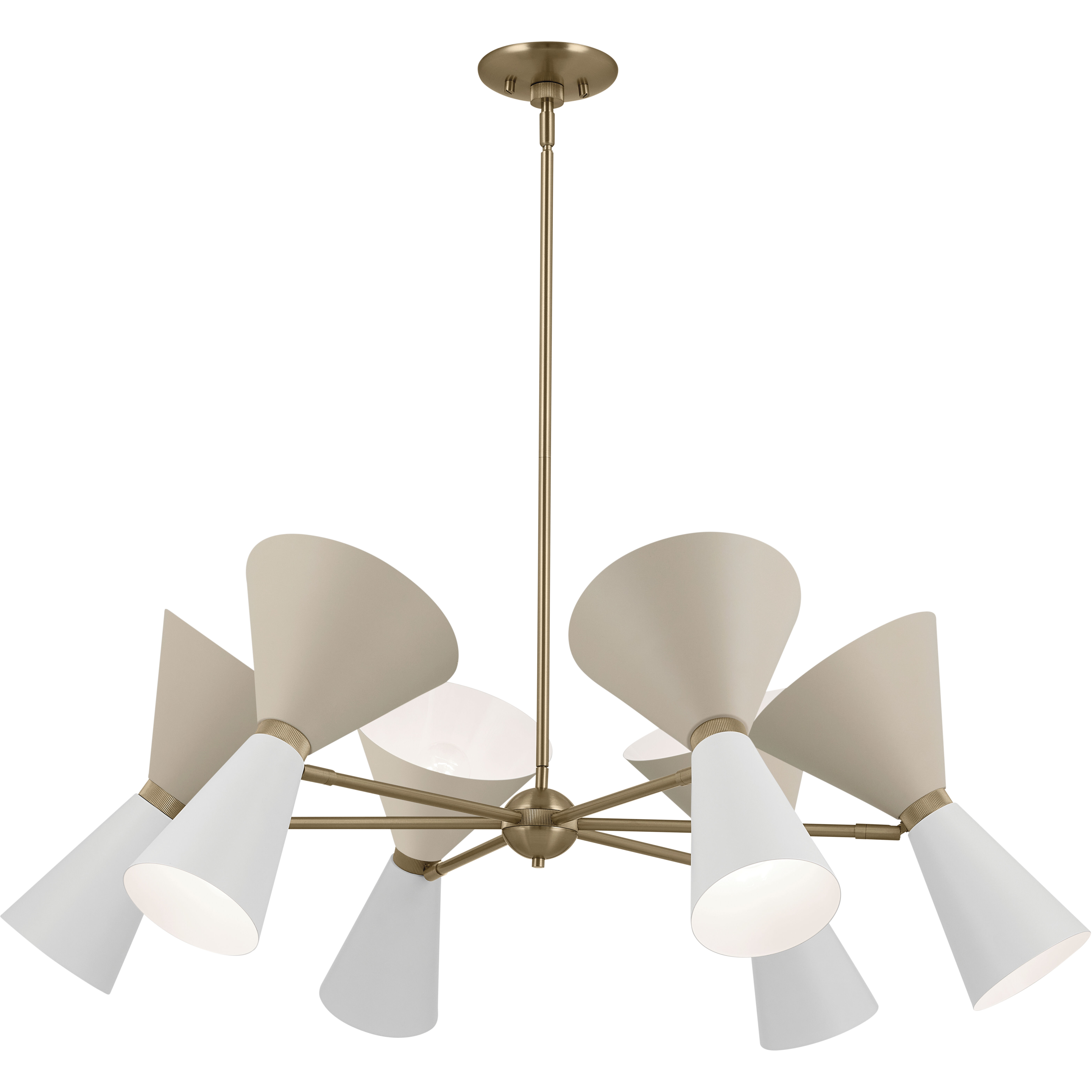 Phix LED 38.75 inch Champagne Bronze with Greige and White Chandelier Ceiling Light
