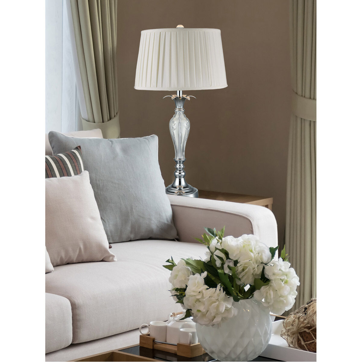 Charlotte 27 inch 100.00 watt Polished Chrome Table Lamp Portable Light, 24% Lead Crystal