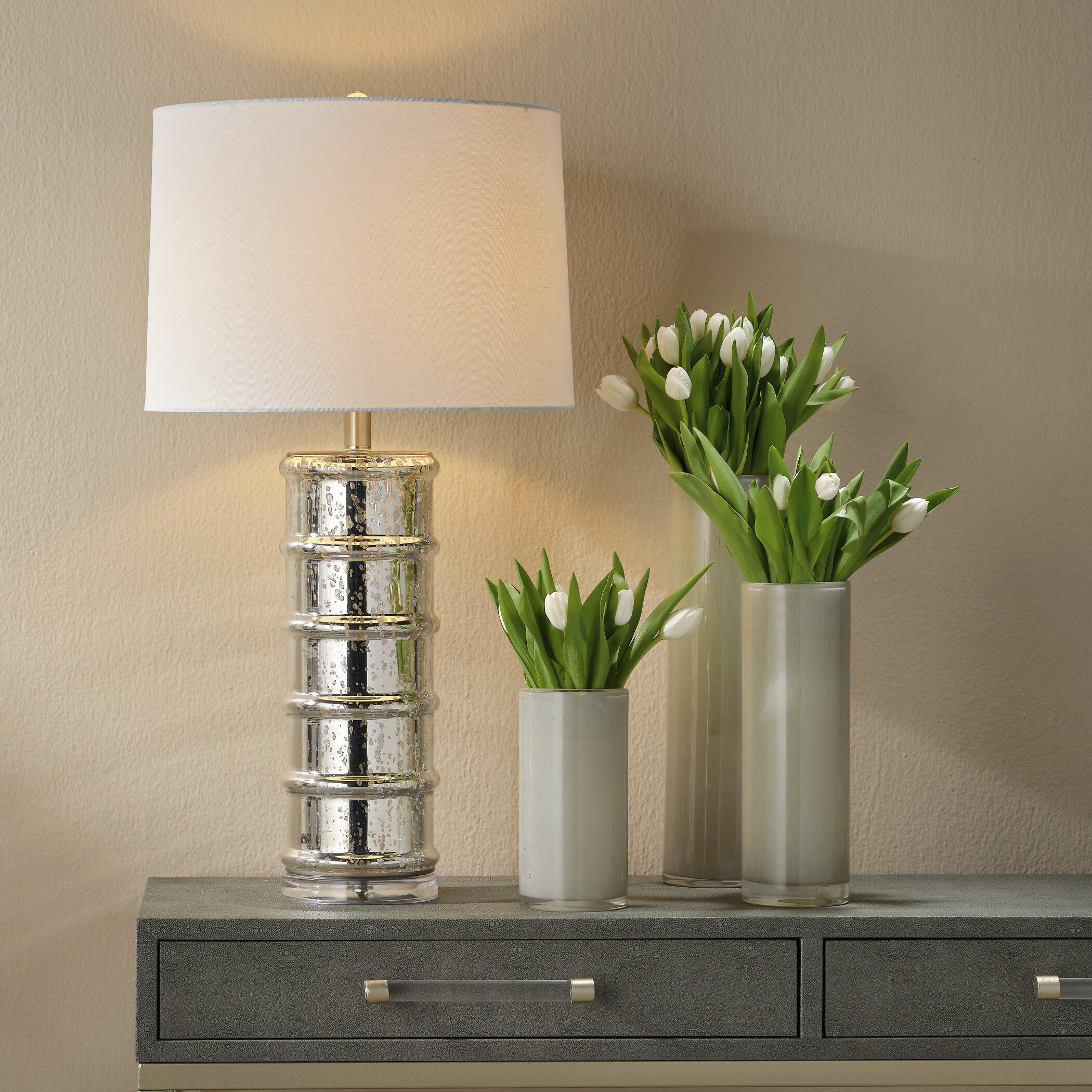 Irene 28 inch 150 watt Silver Table Lamp Portable Light