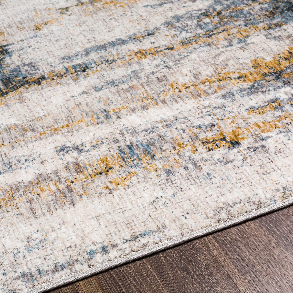 Ladoga 89 X 60 inch Light Beige/Cream/Denim Blue/Gray Rug, 5ft x 8ft