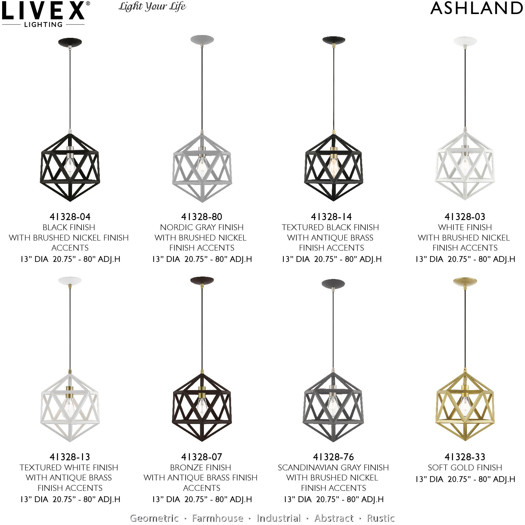 Geometric 1 Light 13 inch Nordic Gray Mini Pendant Ceiling Light