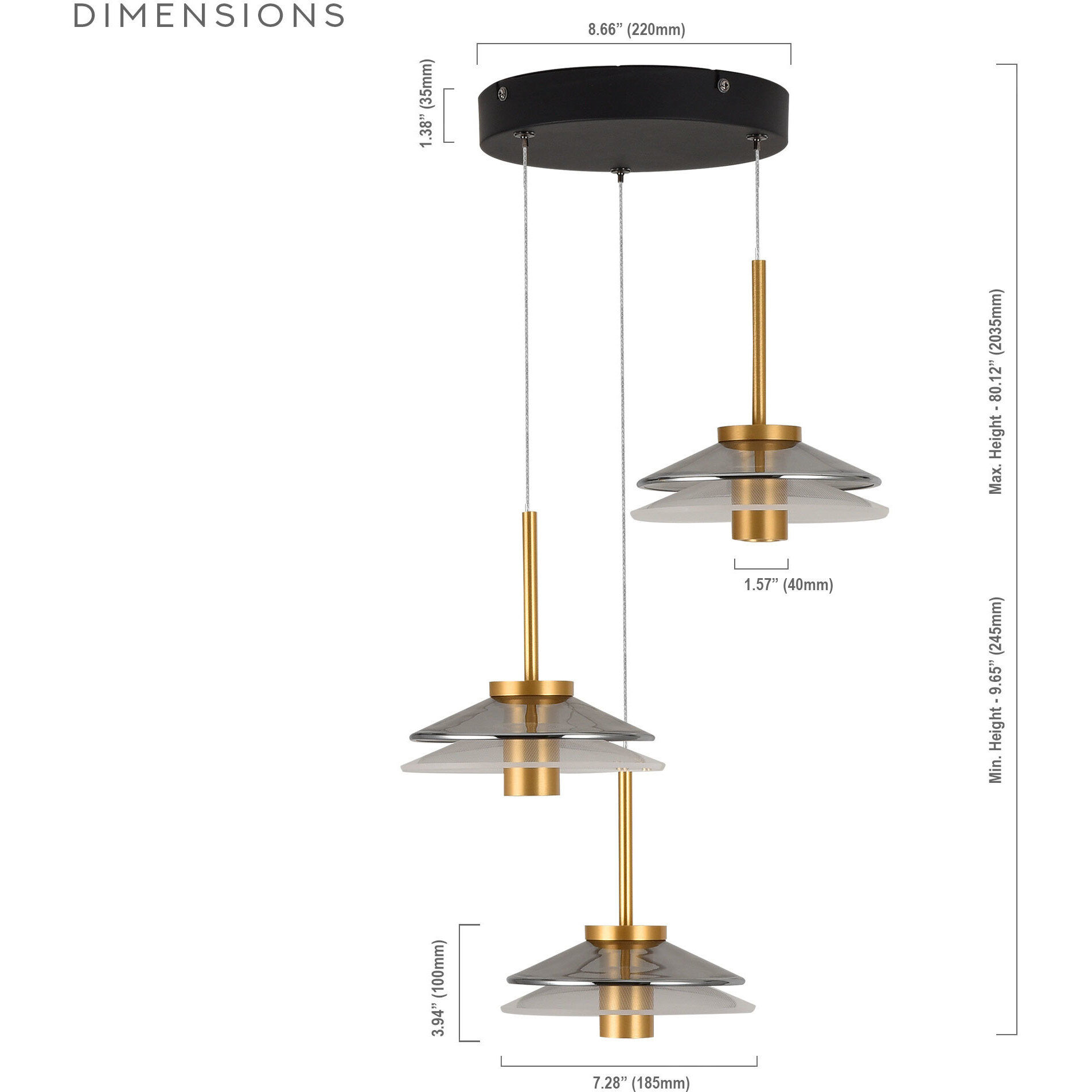 Verona Series 16 inch Black/Gold Pendant Ceiling Light, Artisan Collection