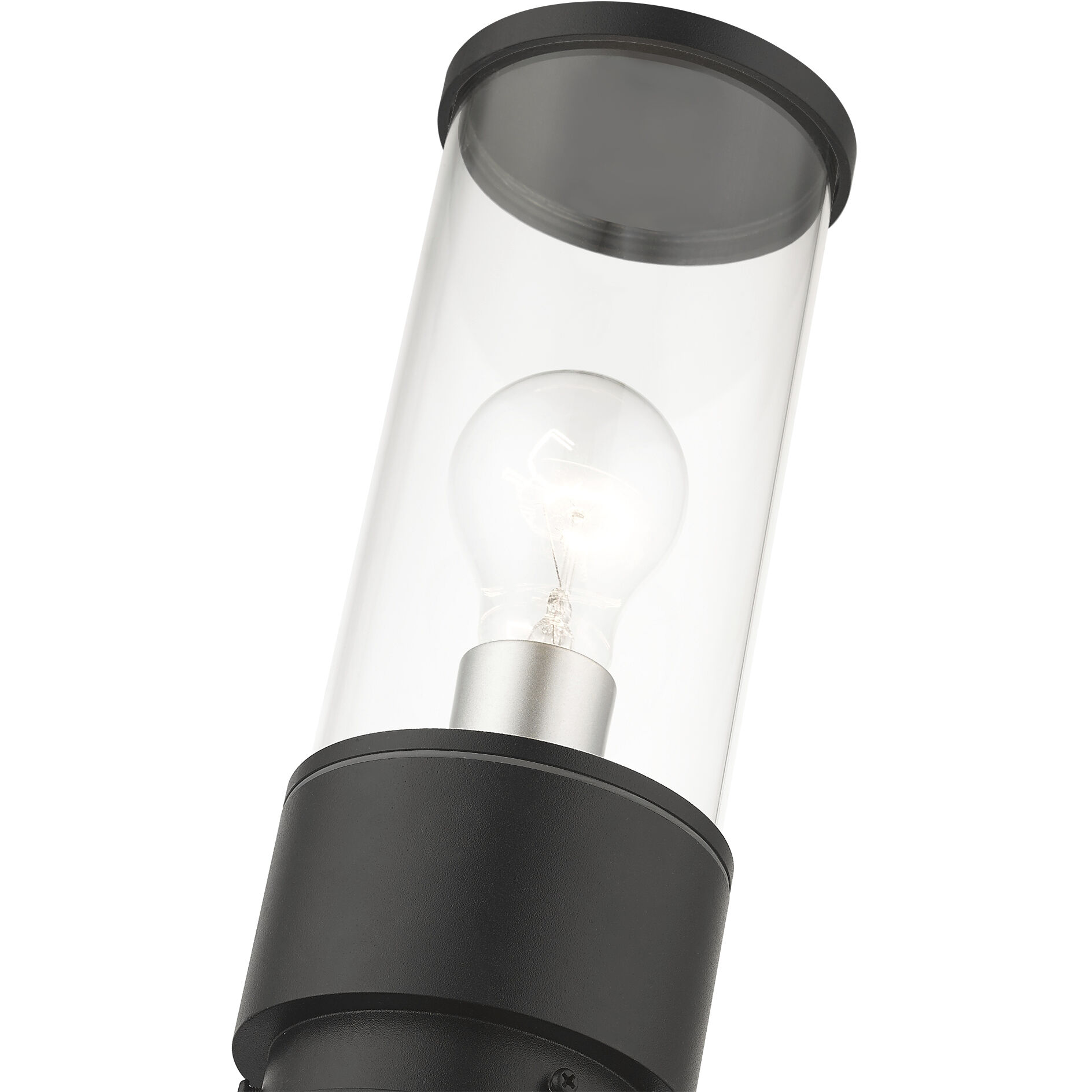 Atlantic 1 Light 11.5 inch Textured Black with Antique Silver Finish Accents Outdoor Medium Post Top Lantern