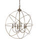 Orb 6 Light 24.25 inch Dark Antique Brass Chandelier Ceiling Light, Large