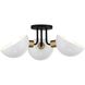 Gigi 3 Light 22.75 inch Black and Aged Brass Semi Flush Ceiling Light