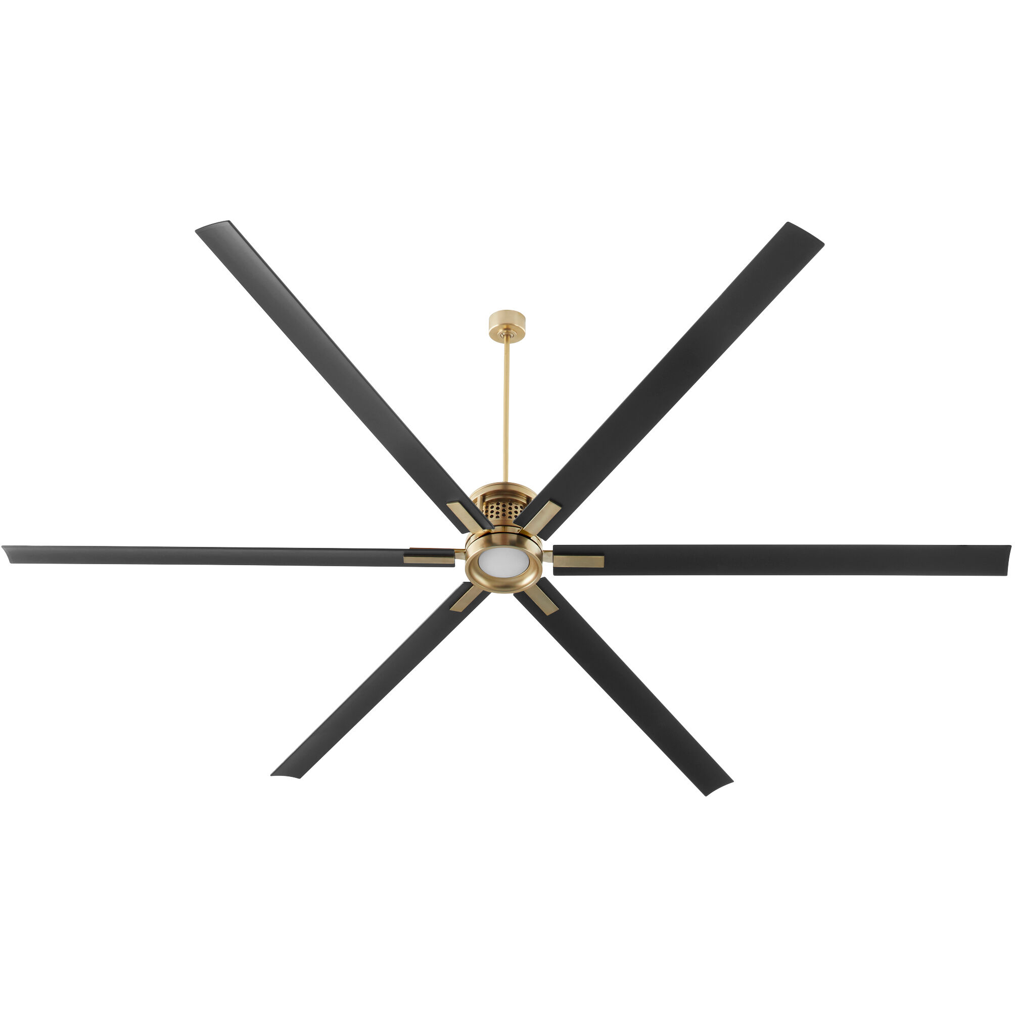 Zeus 120 inch Aged Brass with Matte Black Blades Patio Fan