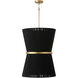 Cecilia 6 Light 20 inch Black Rope and Patinaed Brass Foyer Light Ceiling Light