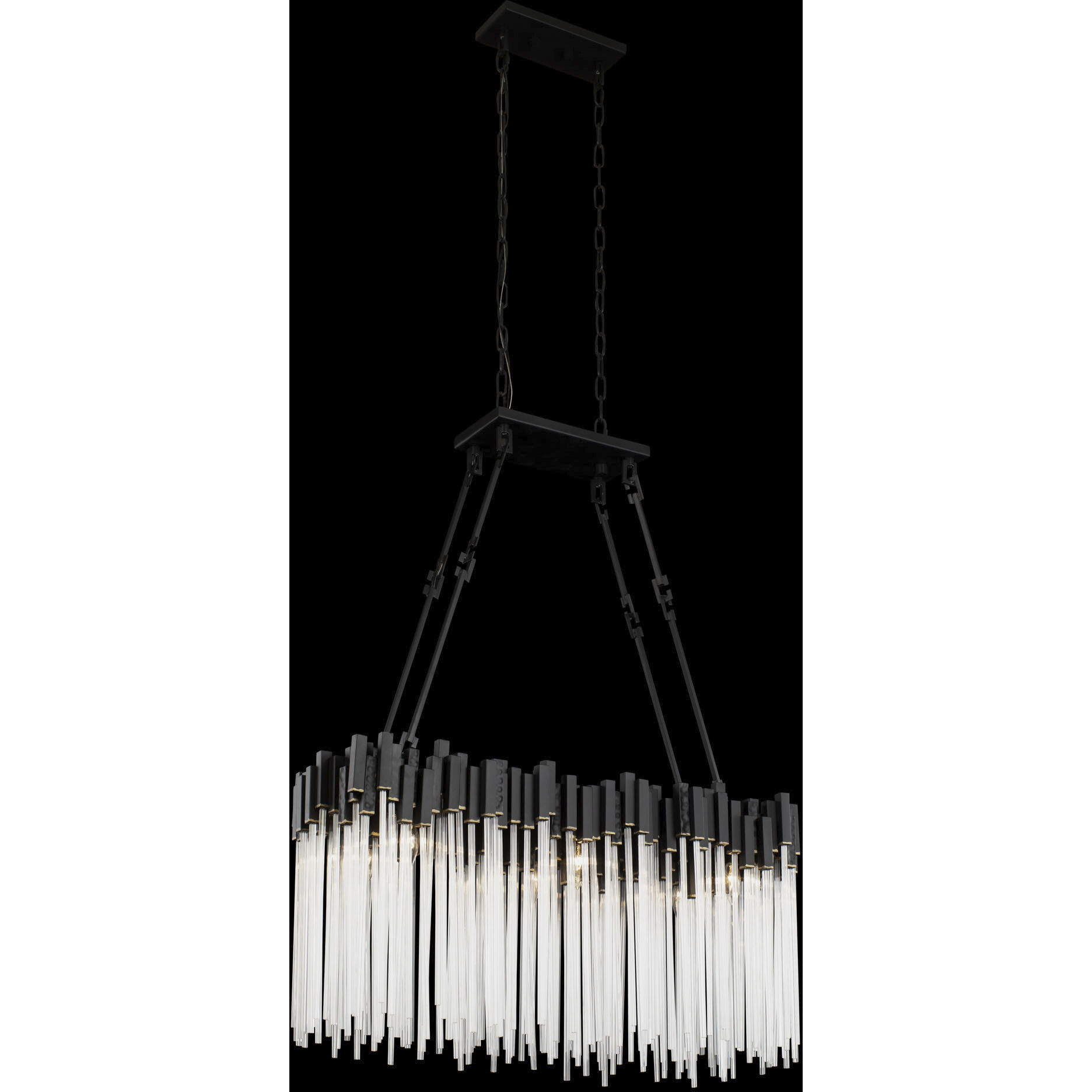 Matrix 6 Light 36.5 inch Matte Black and French Gold Linear Pendant Ceiling Light