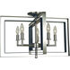 Symmetry 5 Light 22 inch Brushed Nickel with Matte Black Accents Semi-Flush Mount Ceiling Light