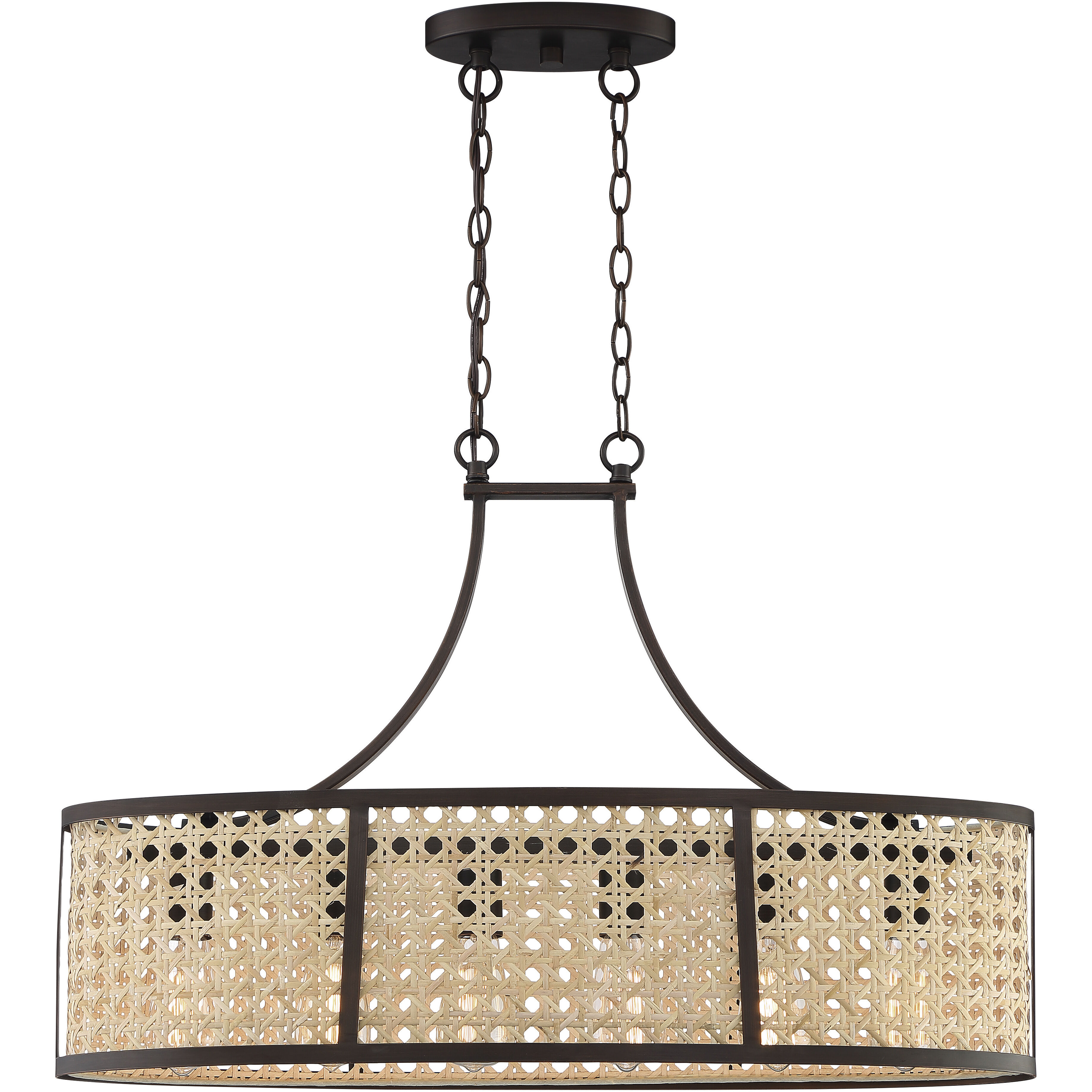 Malaya 6 Light 31.75 inch Aged Bronze Brushed Island Ceiling Light