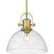 Yep Hines Pendant Ceiling Light in Rubbed Bronze, Seeded Glass, Large
