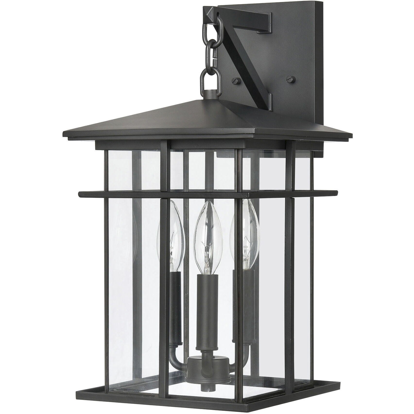 Oak Park 3 Light 17 inch Matte Black Outdoor Wall Sconce