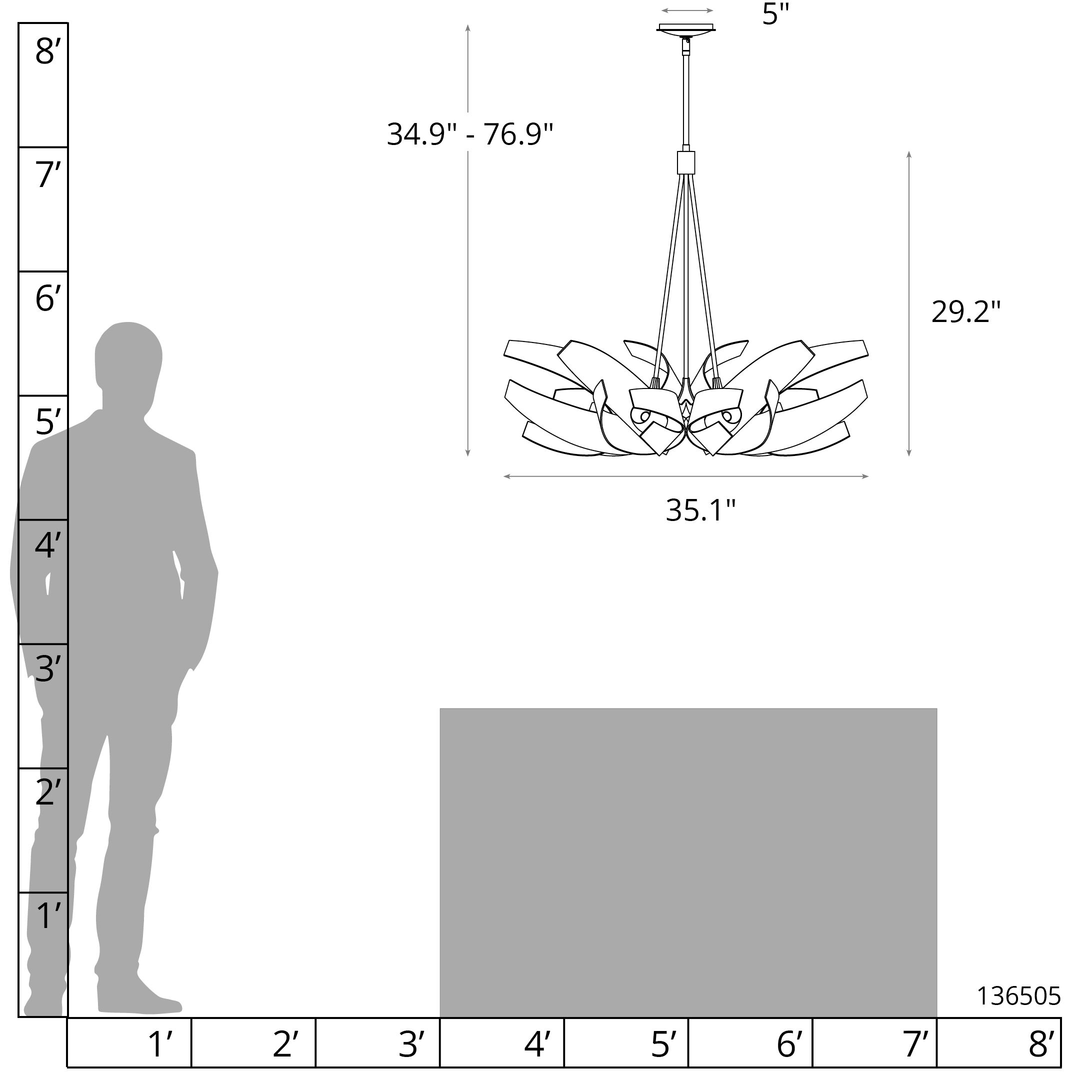 Corona 6 Light 35.1 inch Modern Brass Dining Pendant Ceiling Light, Large