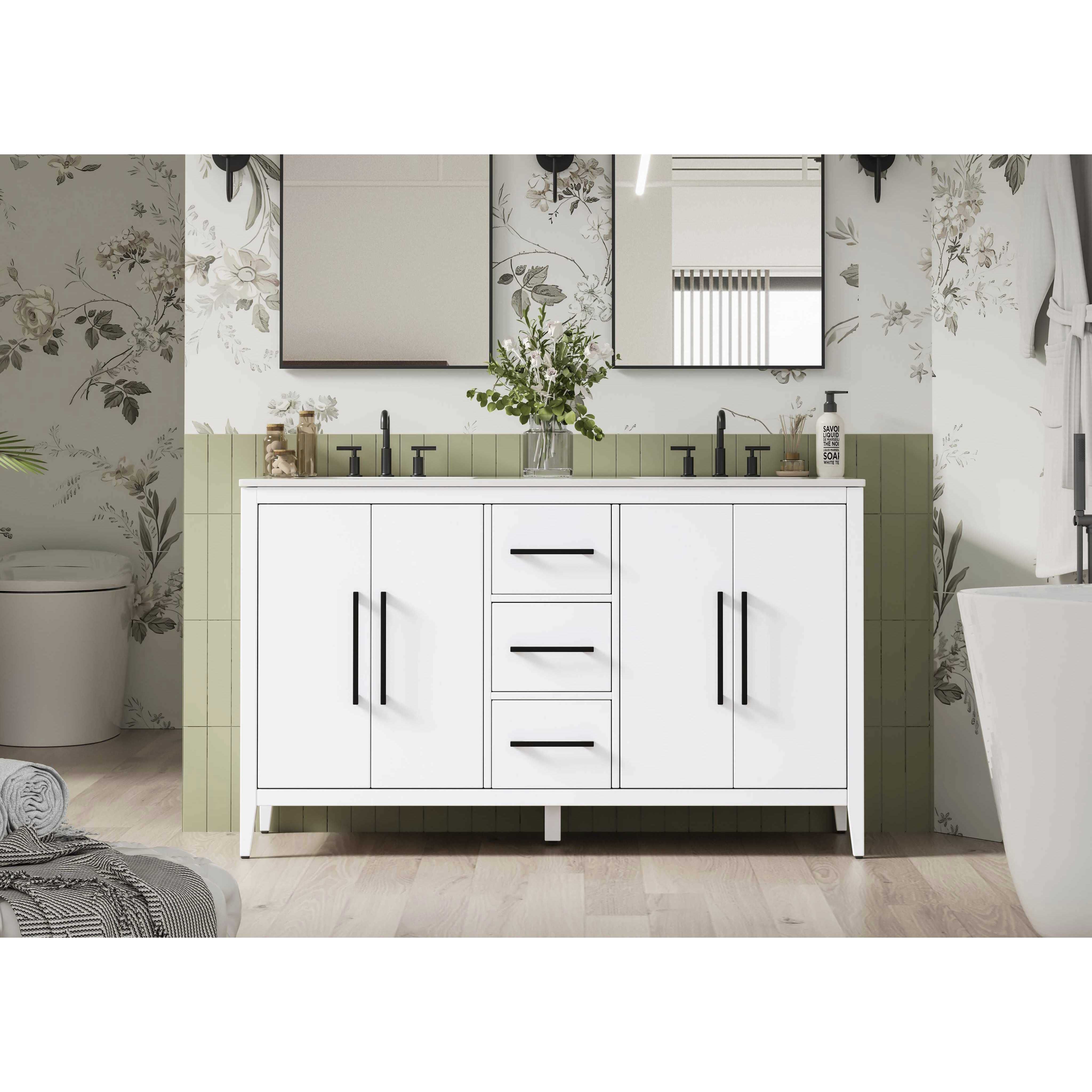Millie 60 X 35 inch White Bathroom Vanity Cabinet