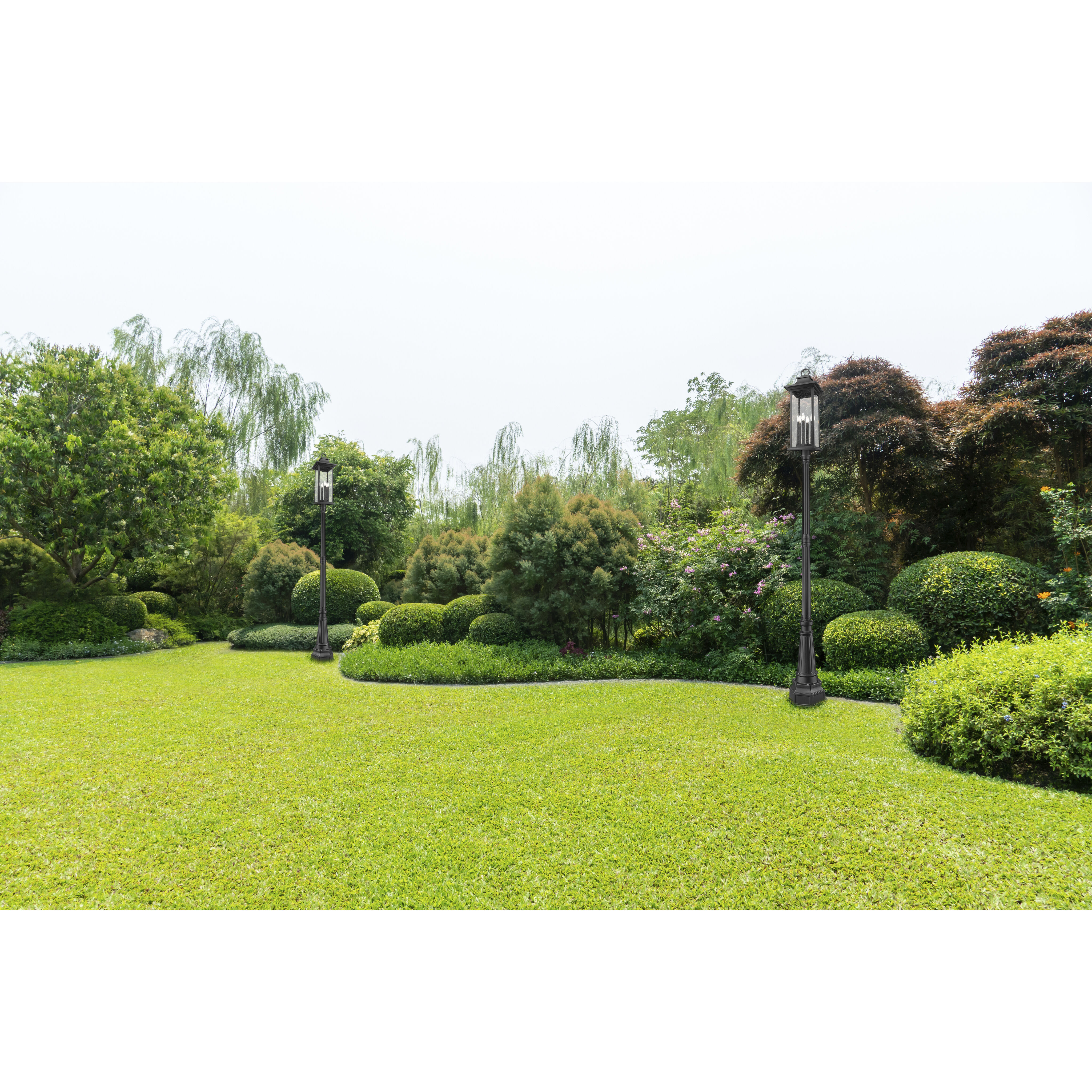 Tiberius 6 Light 116.75 inch Black Outdoor Post Mounted Fixture