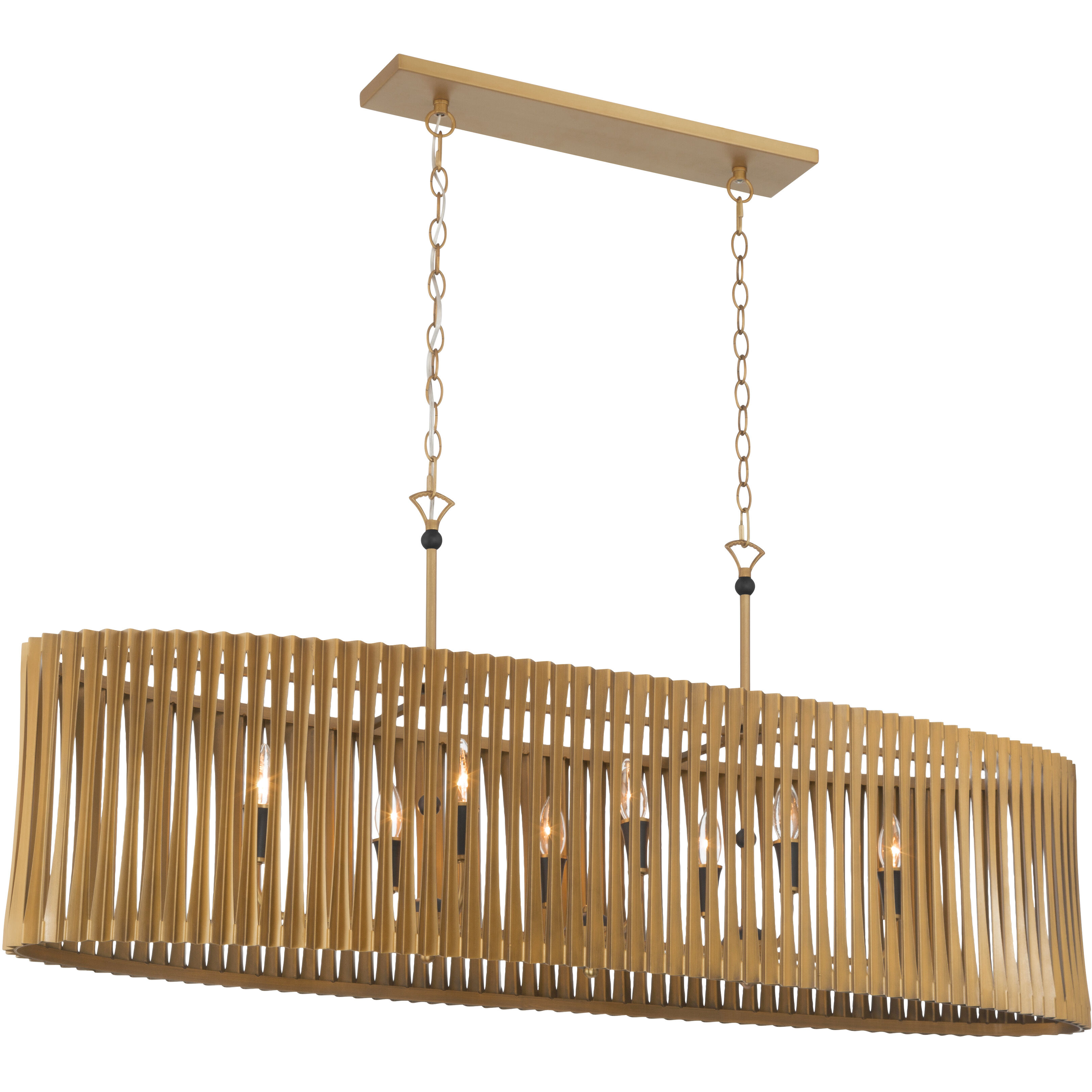 Aven 8 Light 52 inch Sand Coal Black and Legacy Brass Linear Chandelier Ceiling Light