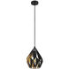 Carlton 1 Light 7.2 inch Matte Black and Gold Leaf Pendant Ceiling Light