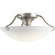 Independence 3 Light 16 inch Brushed Nickel Semi Flush Light Ceiling Light in White Etched Glass