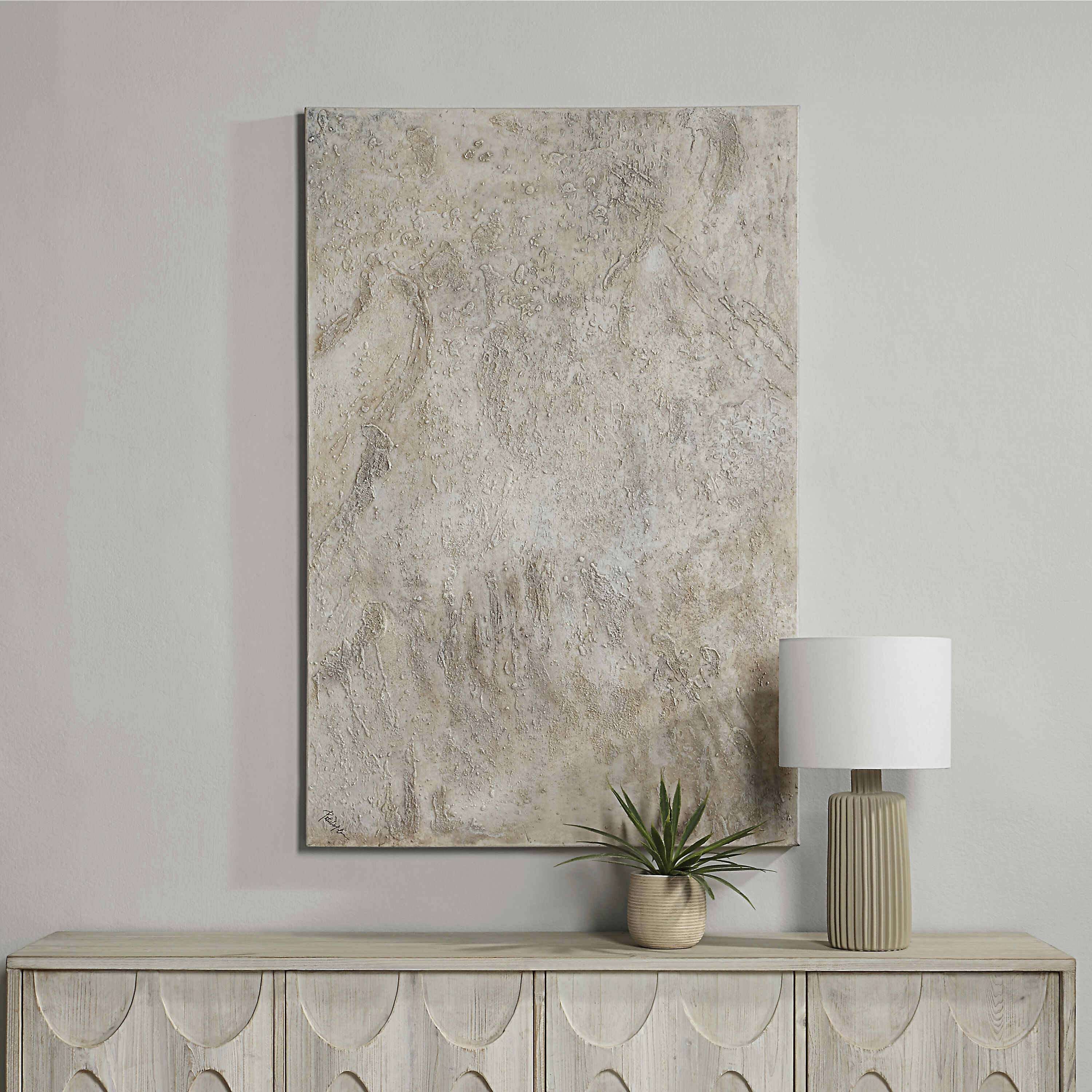 Mann Beige and White and Grey Canvas Art