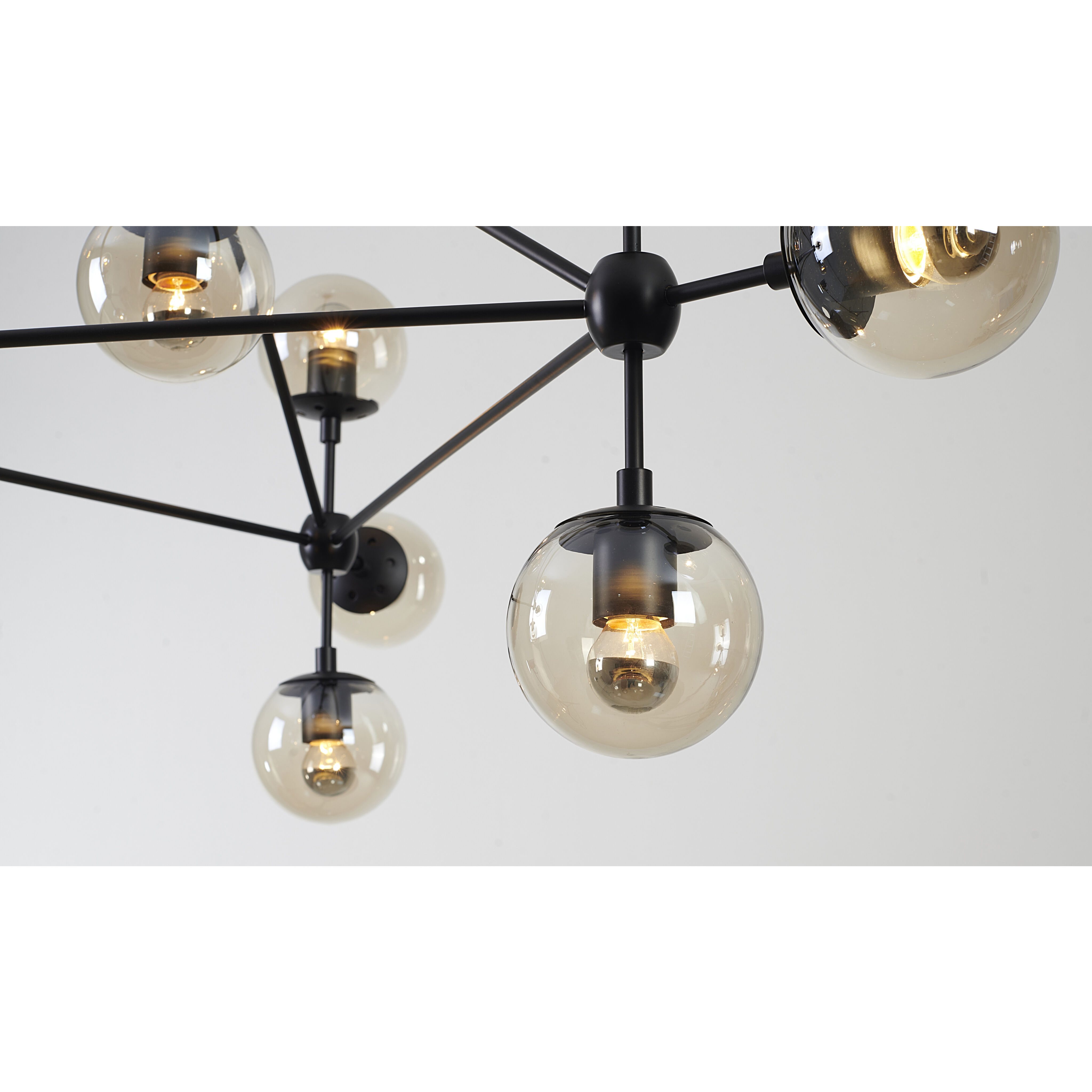 Canada LED 39.3 inch Black Chandelier Ceiling Light, Geometric Sphere, Black Frame