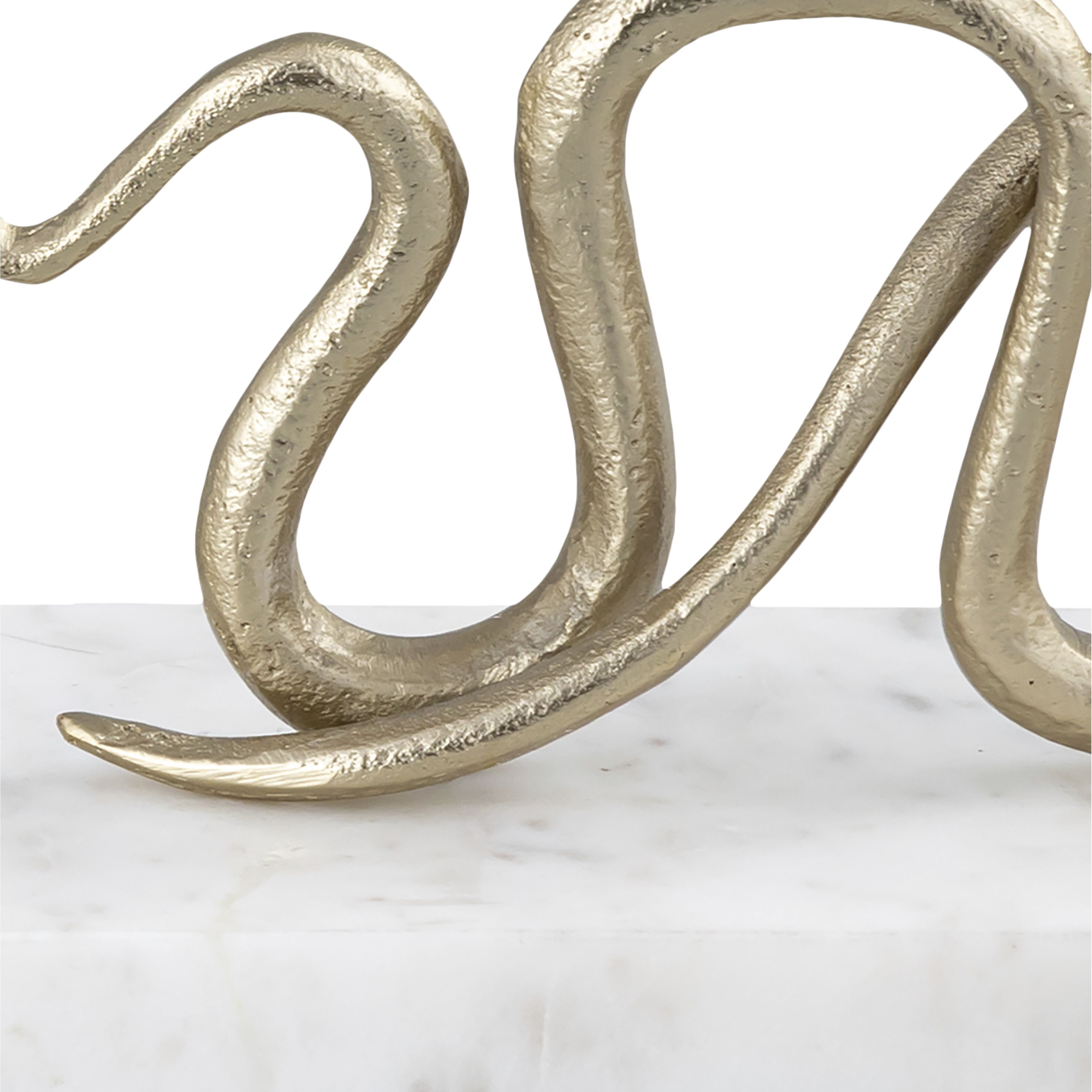Snake 8.25 X 4 inch Polished Brass with White Bookends, Set of 2