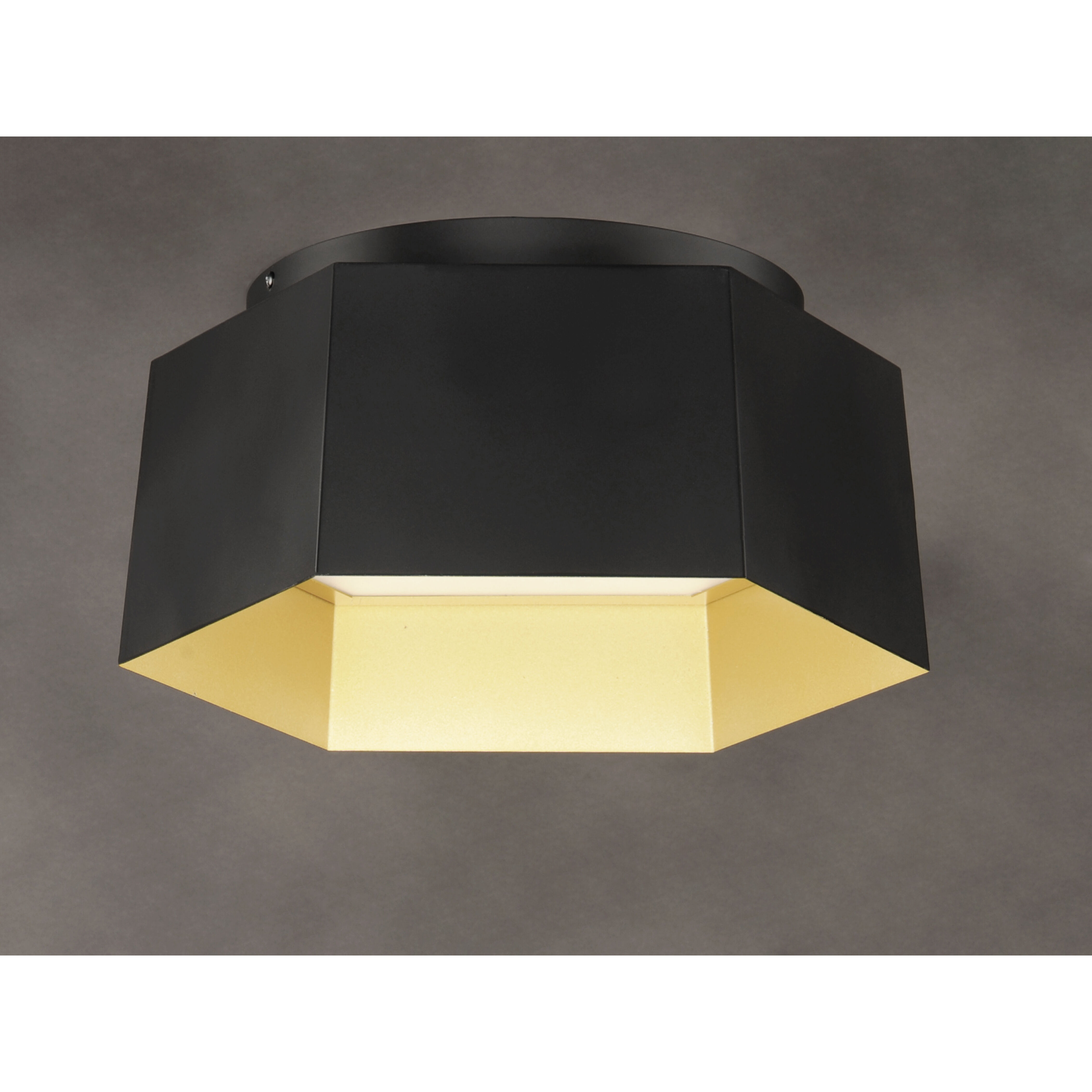 Honeycomb LED 16 inch Black/Gold Flush Mount Ceiling Light