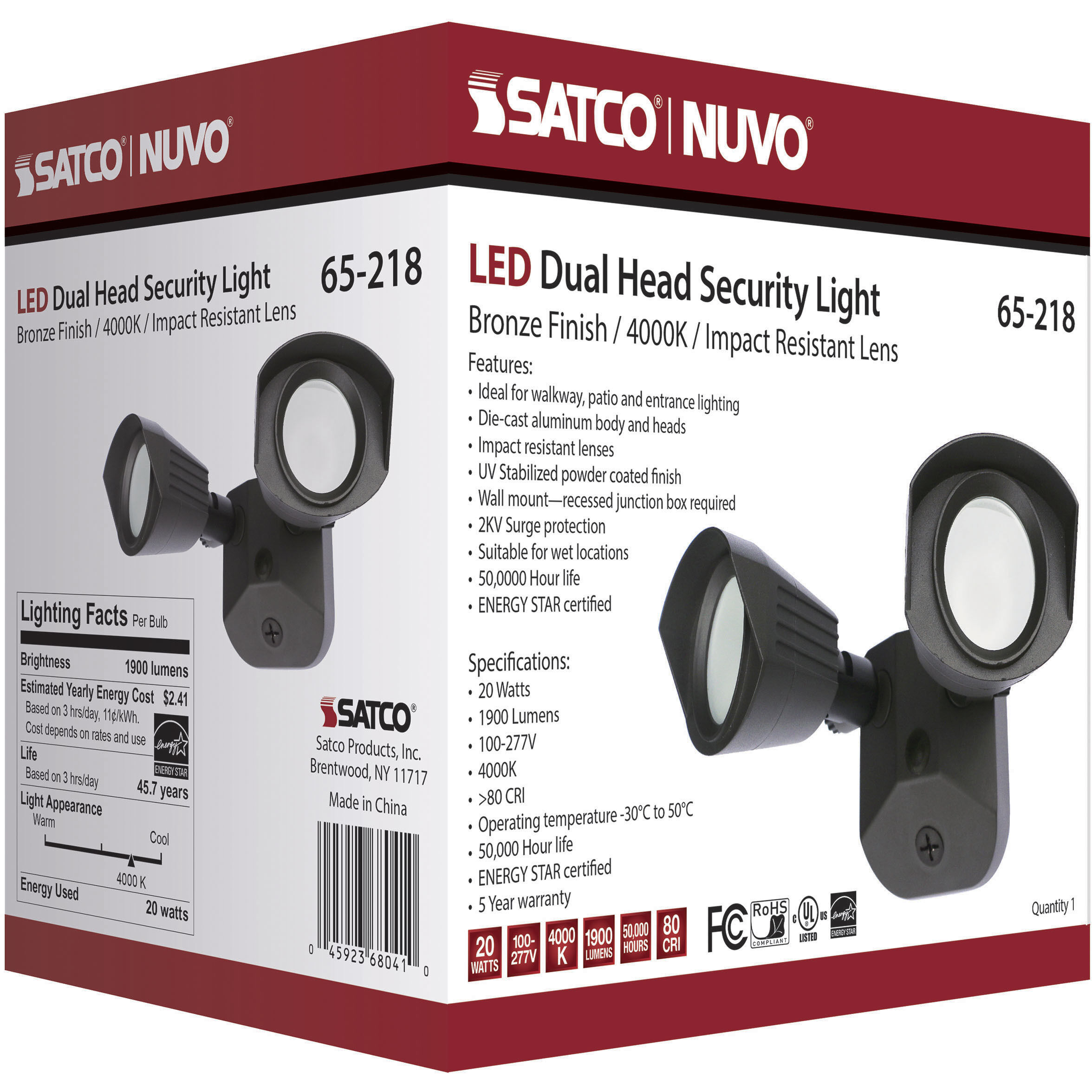 Brentwood LED 4 inch Bronze Outdoor Security Light