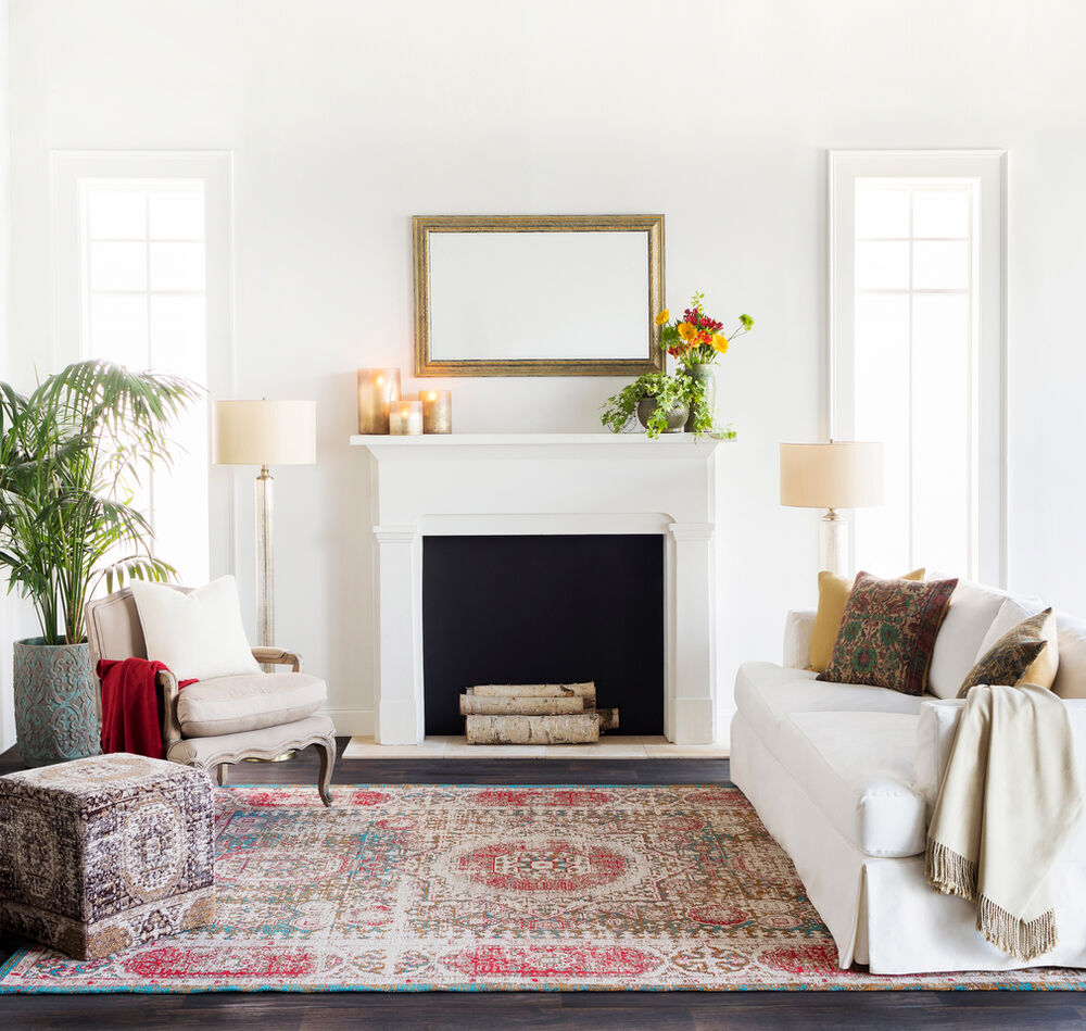 Javan 36 X 24 inch Mustard/Bright Blue/Bright Red/Beige Rugs, Polyester and Cotton