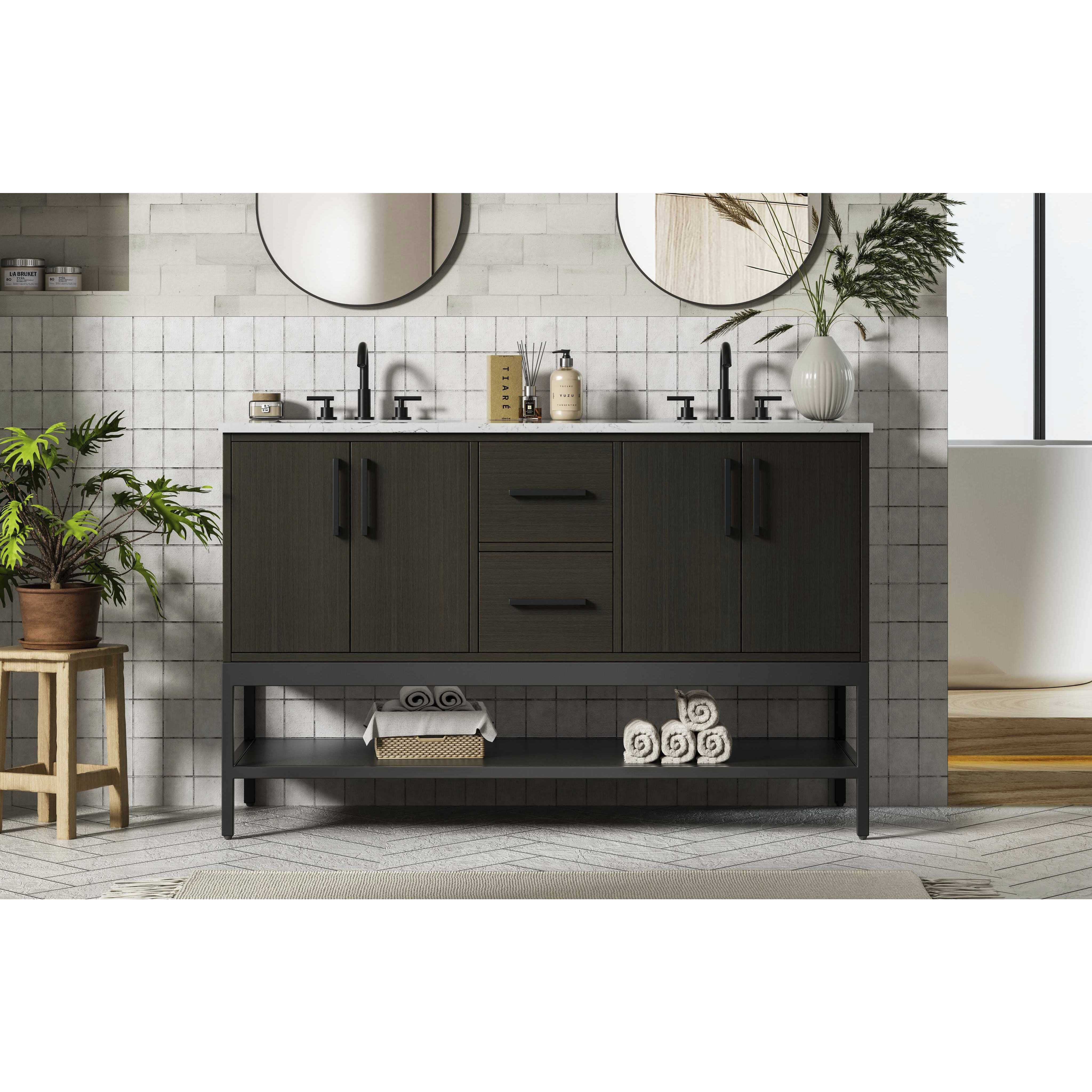 Lennox 54 X 34 inch Mocha Brown Bathroom Vanity Cabinet