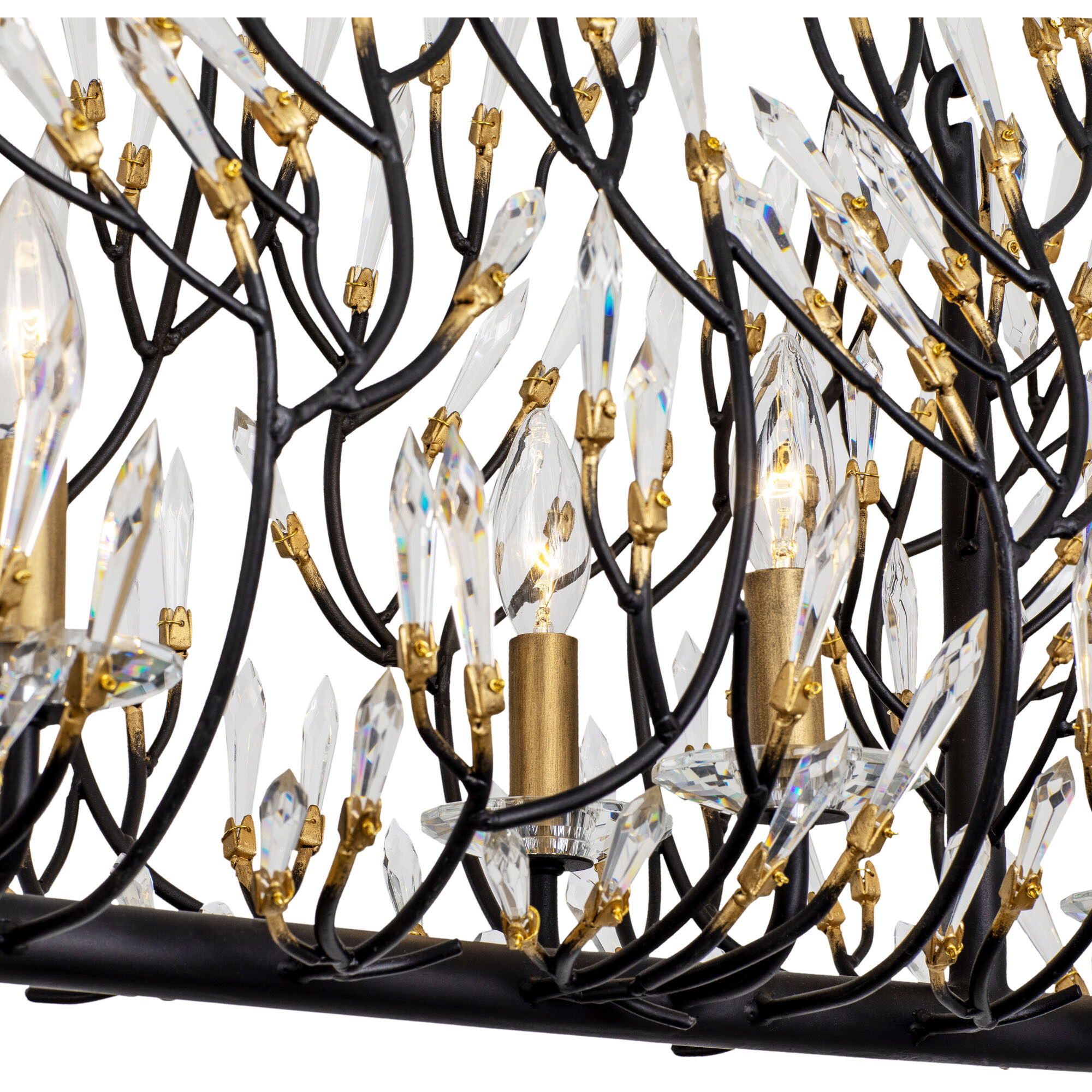 Bask 8 Light 48 inch Matte Black and French Gold Linear Pendant Ceiling Light